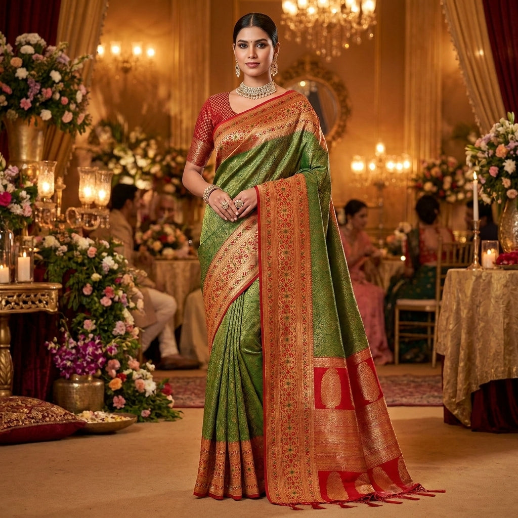Golden Hour Banarasi Silk (B) Ready To Wear Pocket Saree