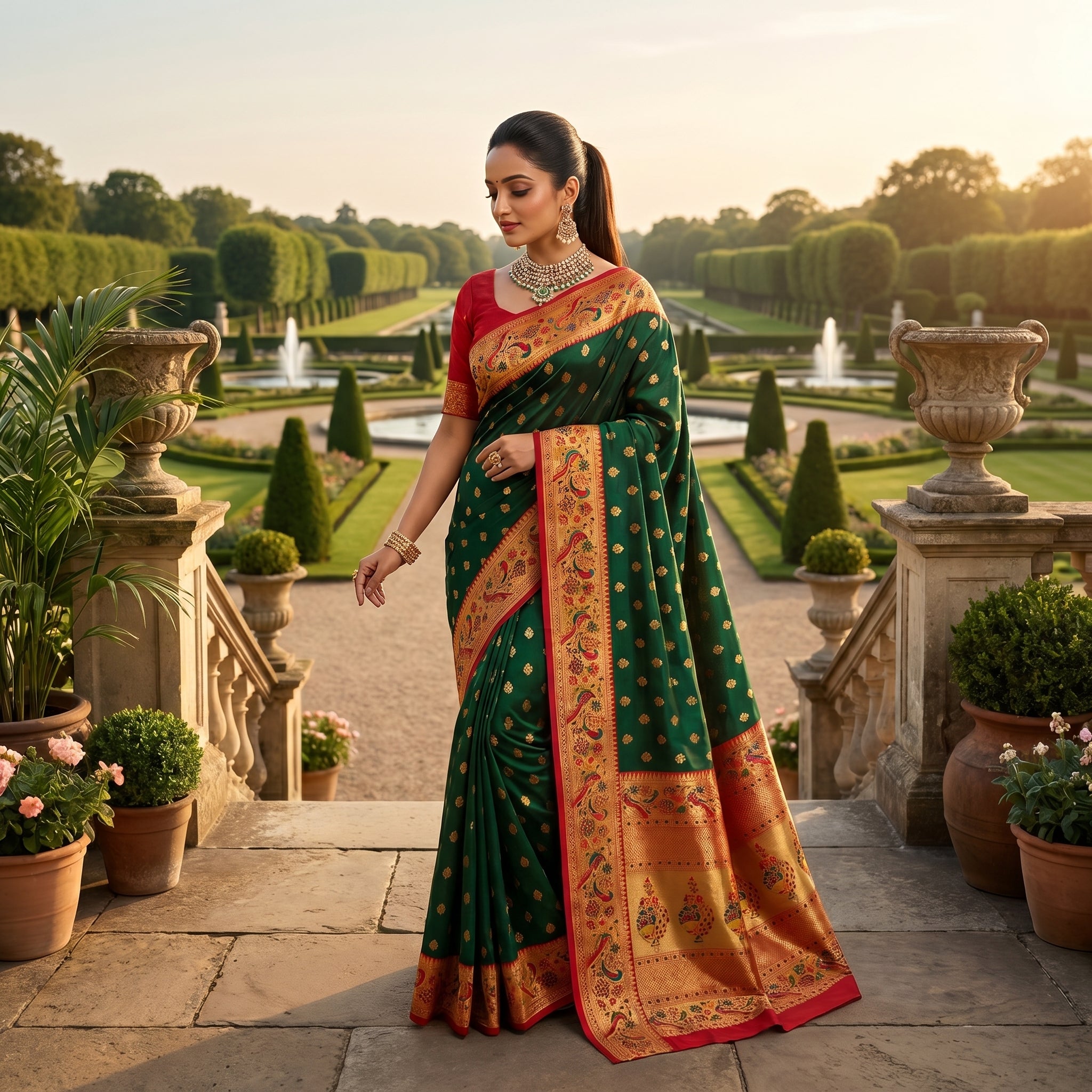 Vihangini Powerloom Paithani Silk (C) Ready To Wear Pocket Saree
