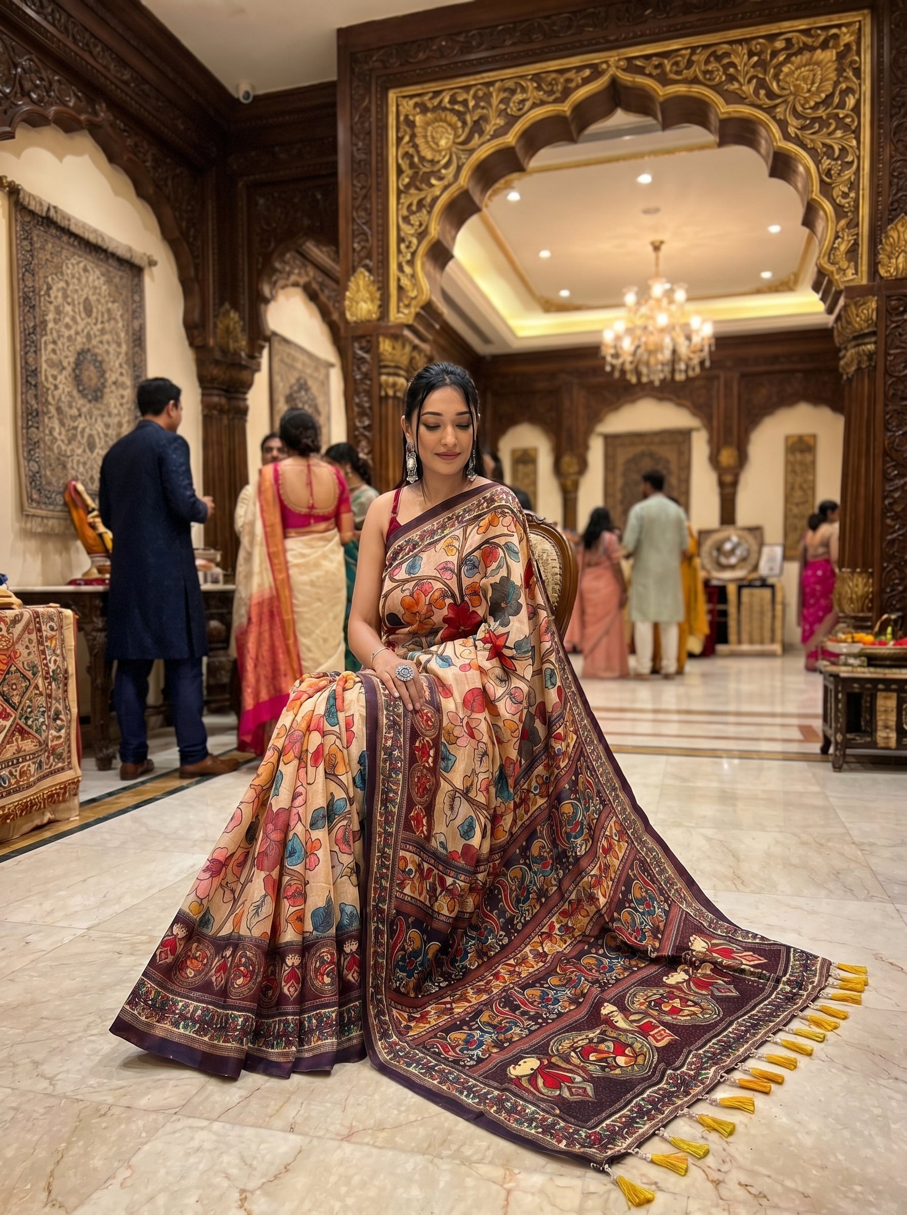 Cotton Kalamkari (D) Ready To Wear Pocket Saree