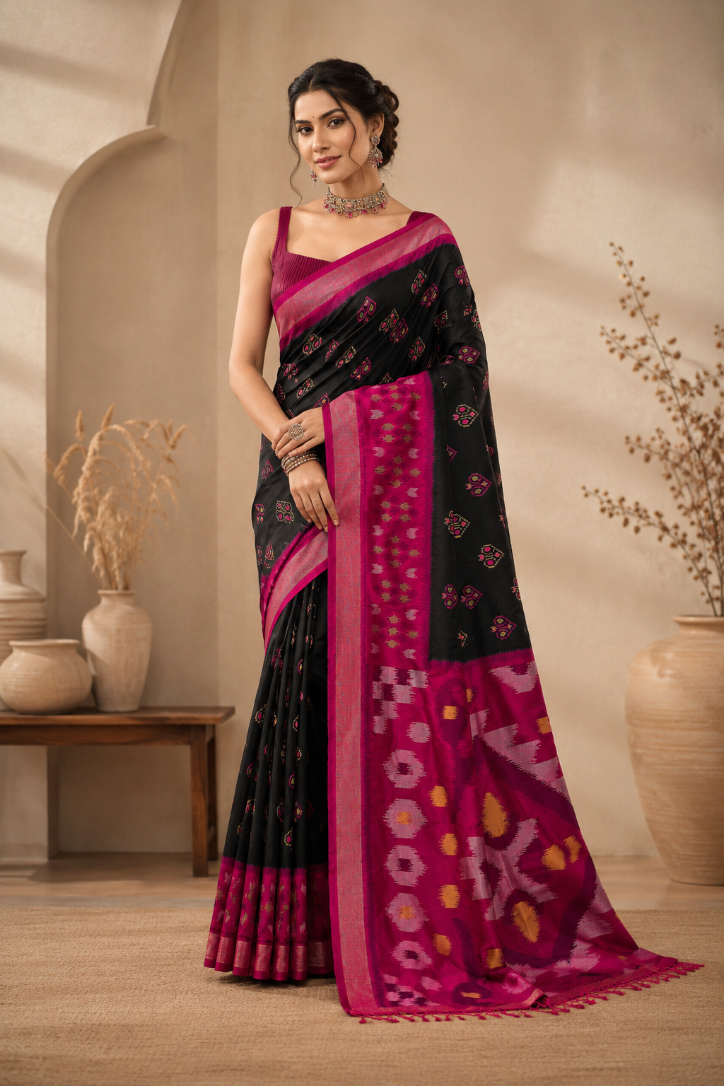 PixelLoom Silk (I) Ready To Wear Pocket Saree