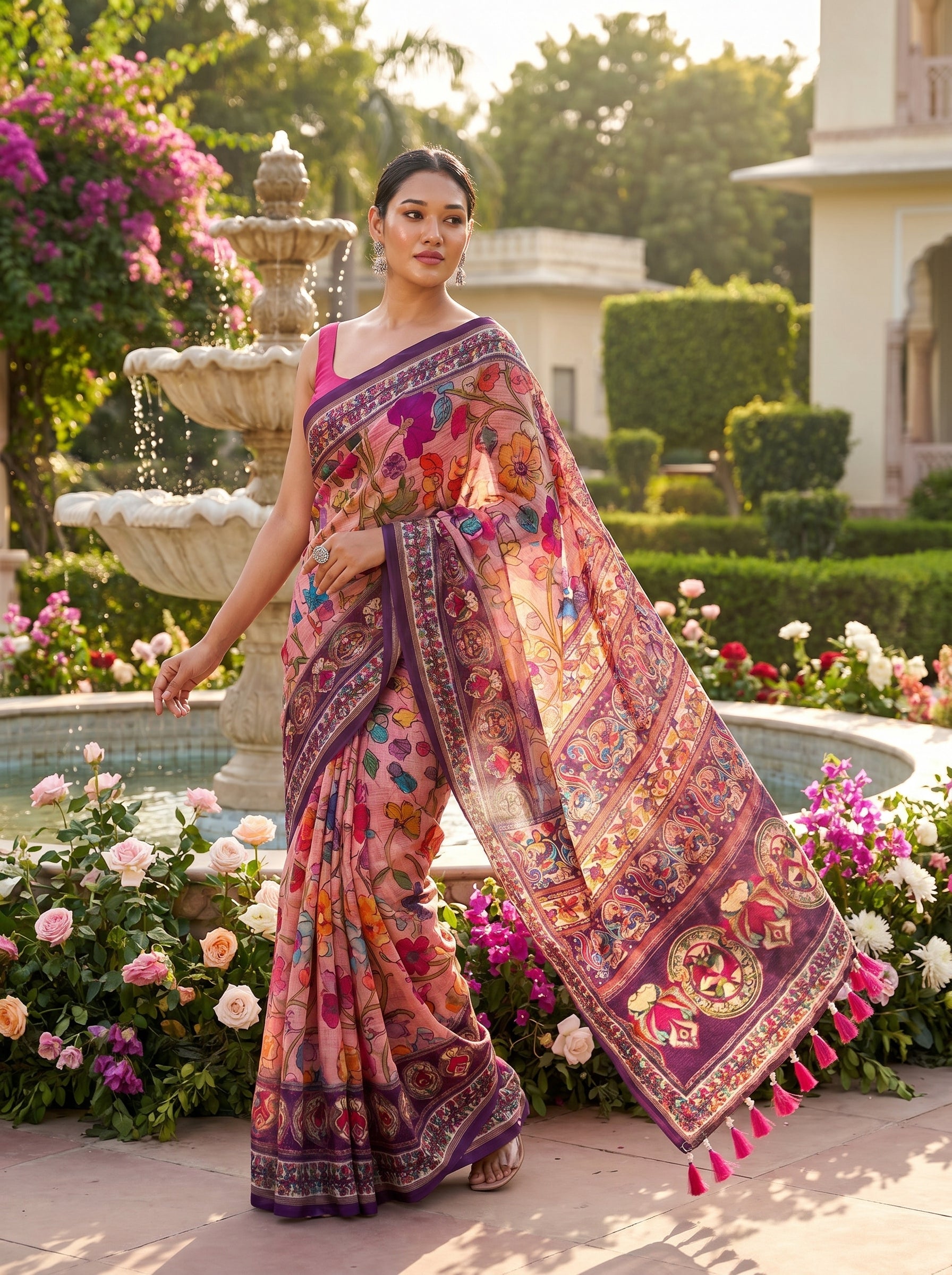 Cotton Kalamkari (C) Ready To Wear Pocket Saree