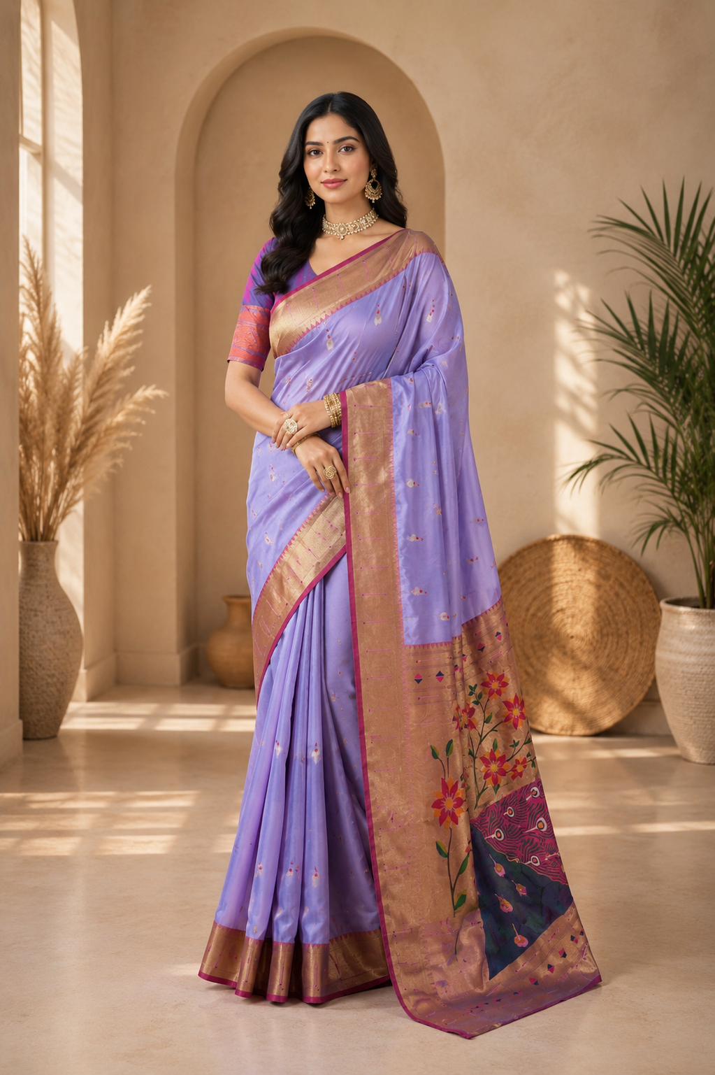 Mayurika Powerloom Paithani Silk (C) Ready To Wear Pocket Saree