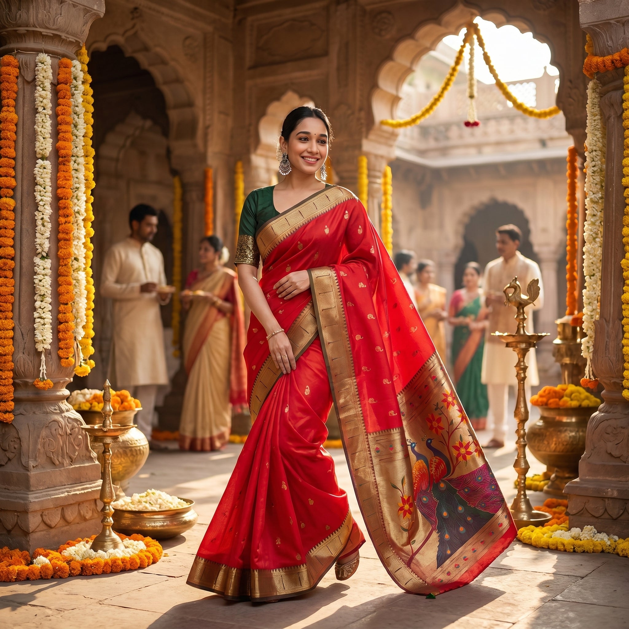 Mayurika Powerloom Paithani Silk (D) Ready To Wear Pocket saree