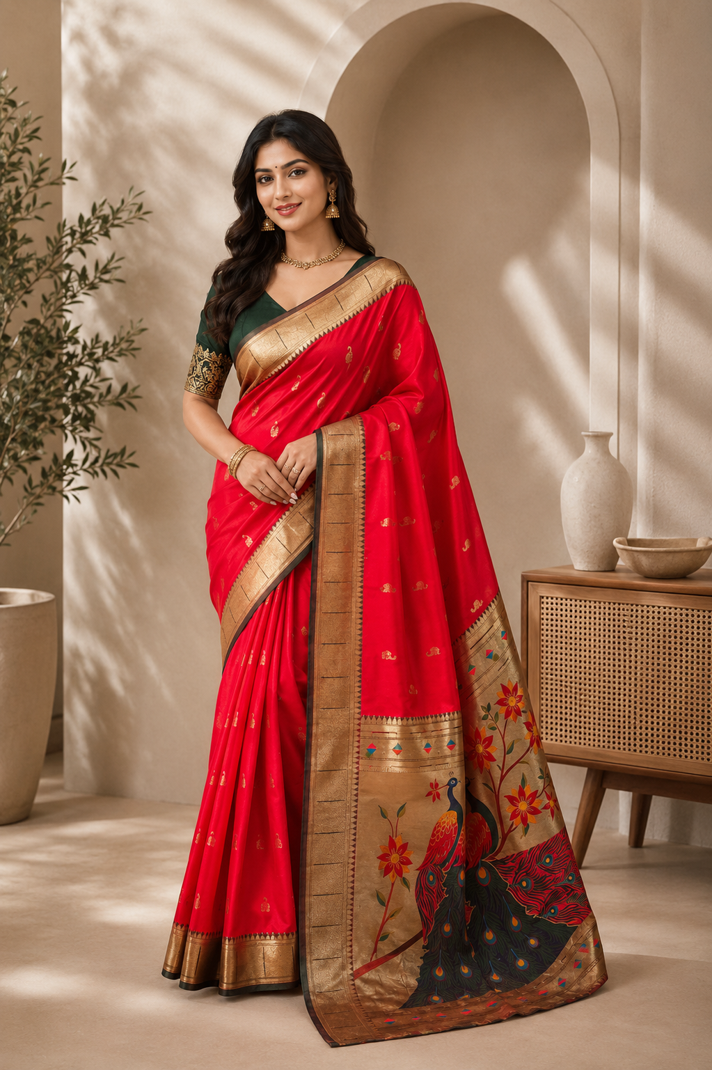Mayurika Powerloom Paithani Silk (D) Ready To Wear Pocket saree