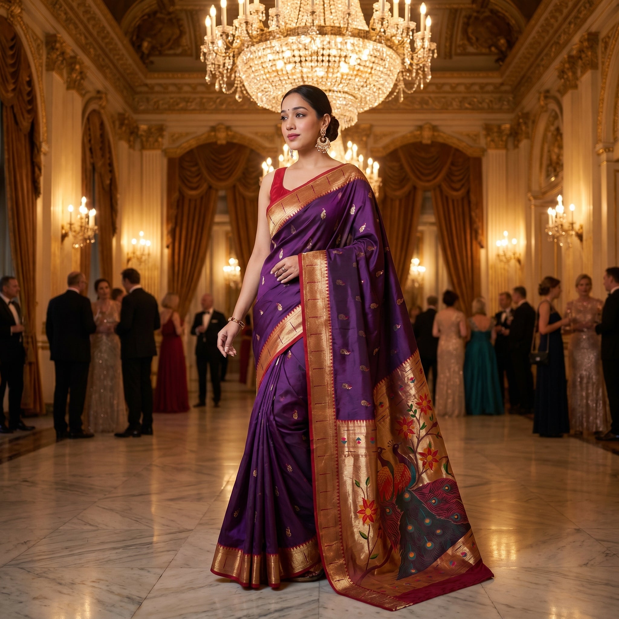 Mayurika Powerloom Paithani Silk (E) Ready To Wear Pocket Saree
