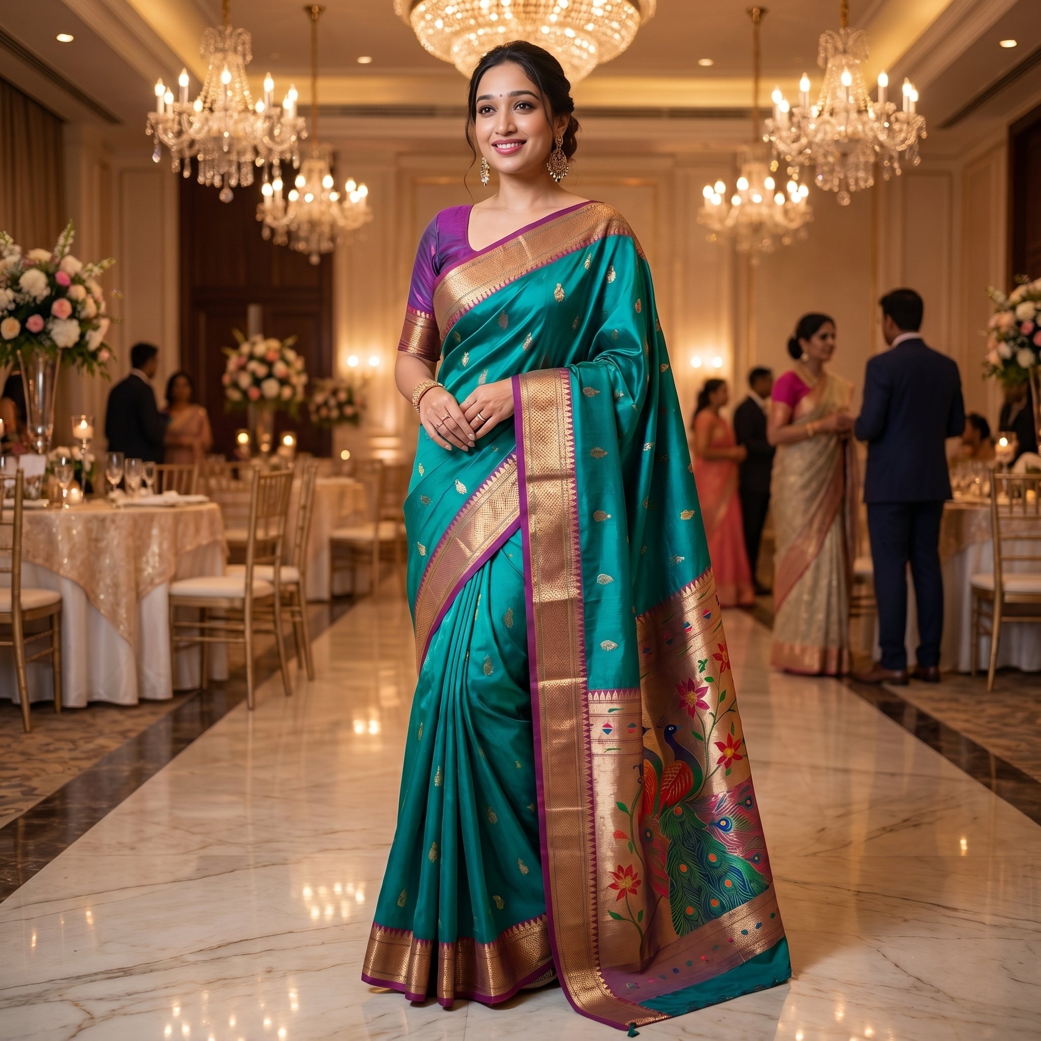 Mayurika Powerloom Paithani Silk (A) Ready To Wear Pocket Saree