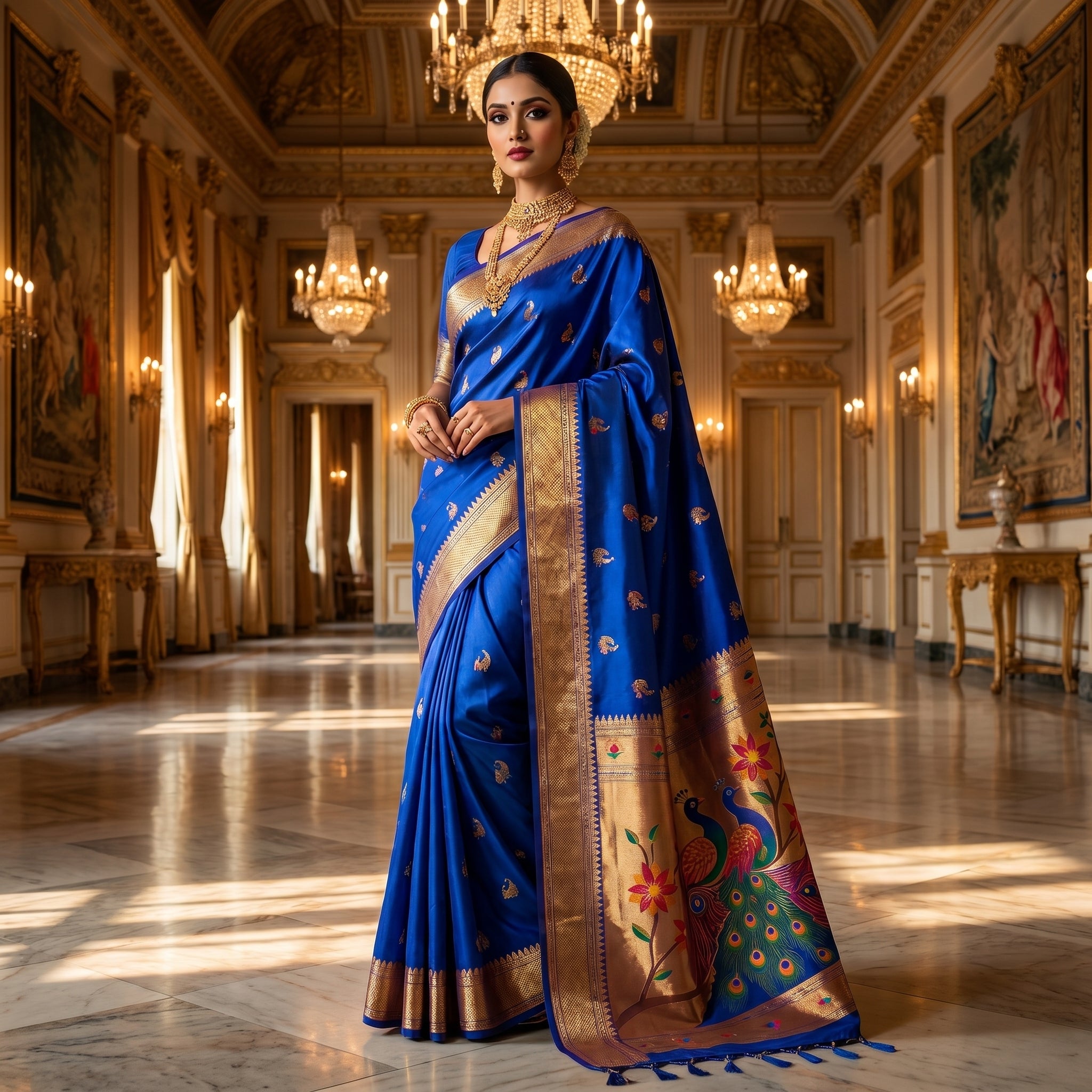 Mayurika Powerloom Paithani Silk (G) Ready To Wear Pocket Saree