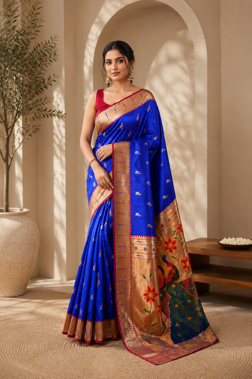 Mayurika Powerloom Paithani Silk (G) Ready To Wear Pocket Saree