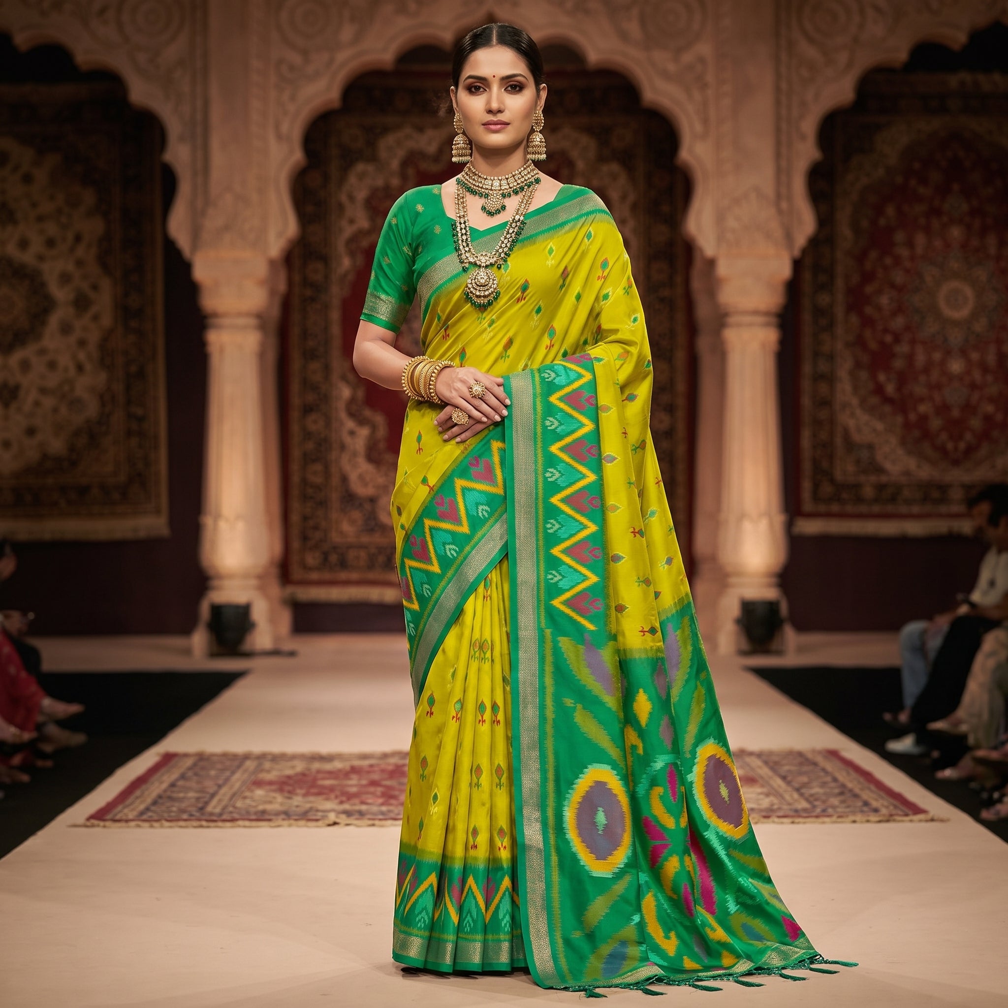 Ikat Reverie Powerloom Silk (C) Ready To Wear Pocket Saree
