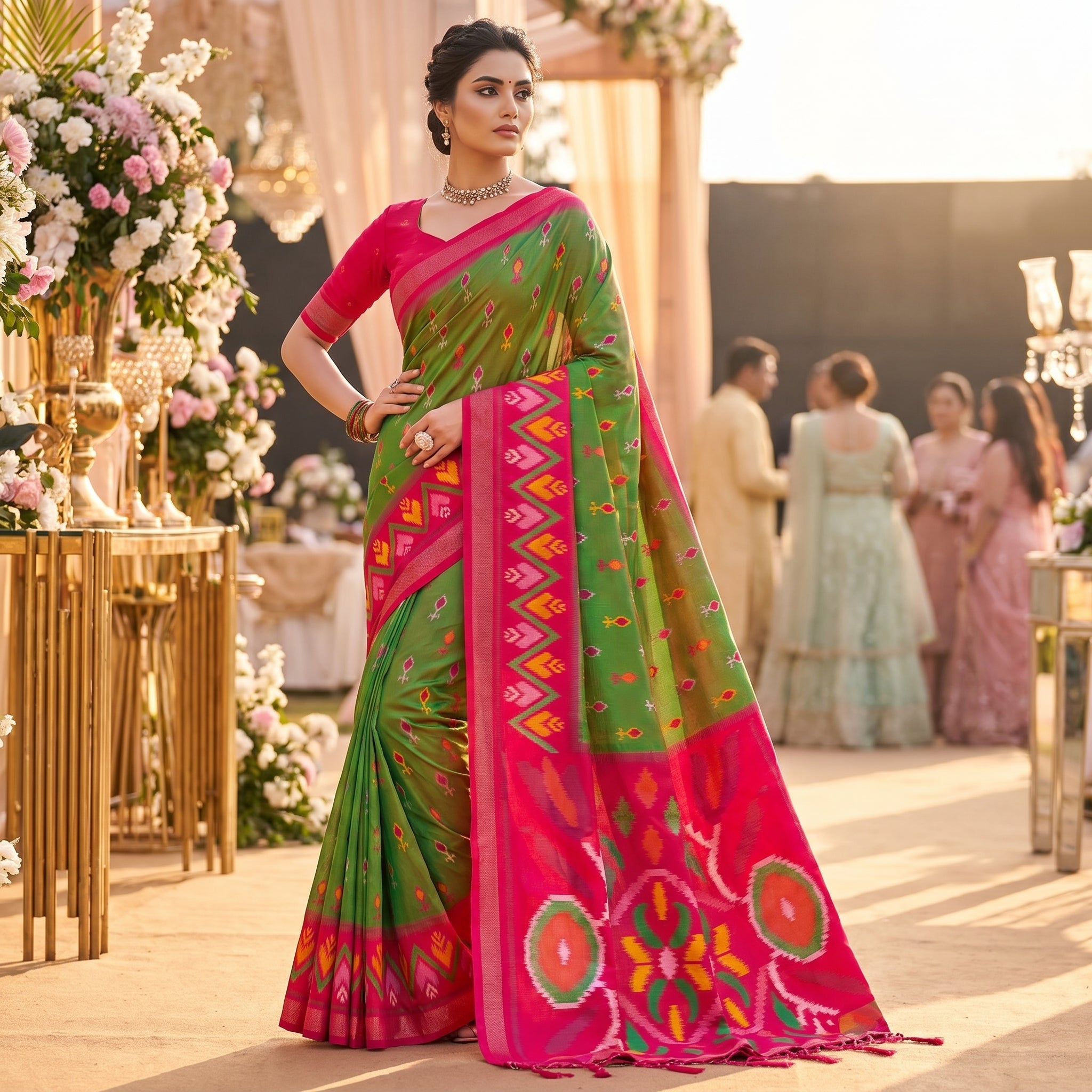Ikat Reverie Powerloom Silk (D) Ready To Wear Pocket Saree