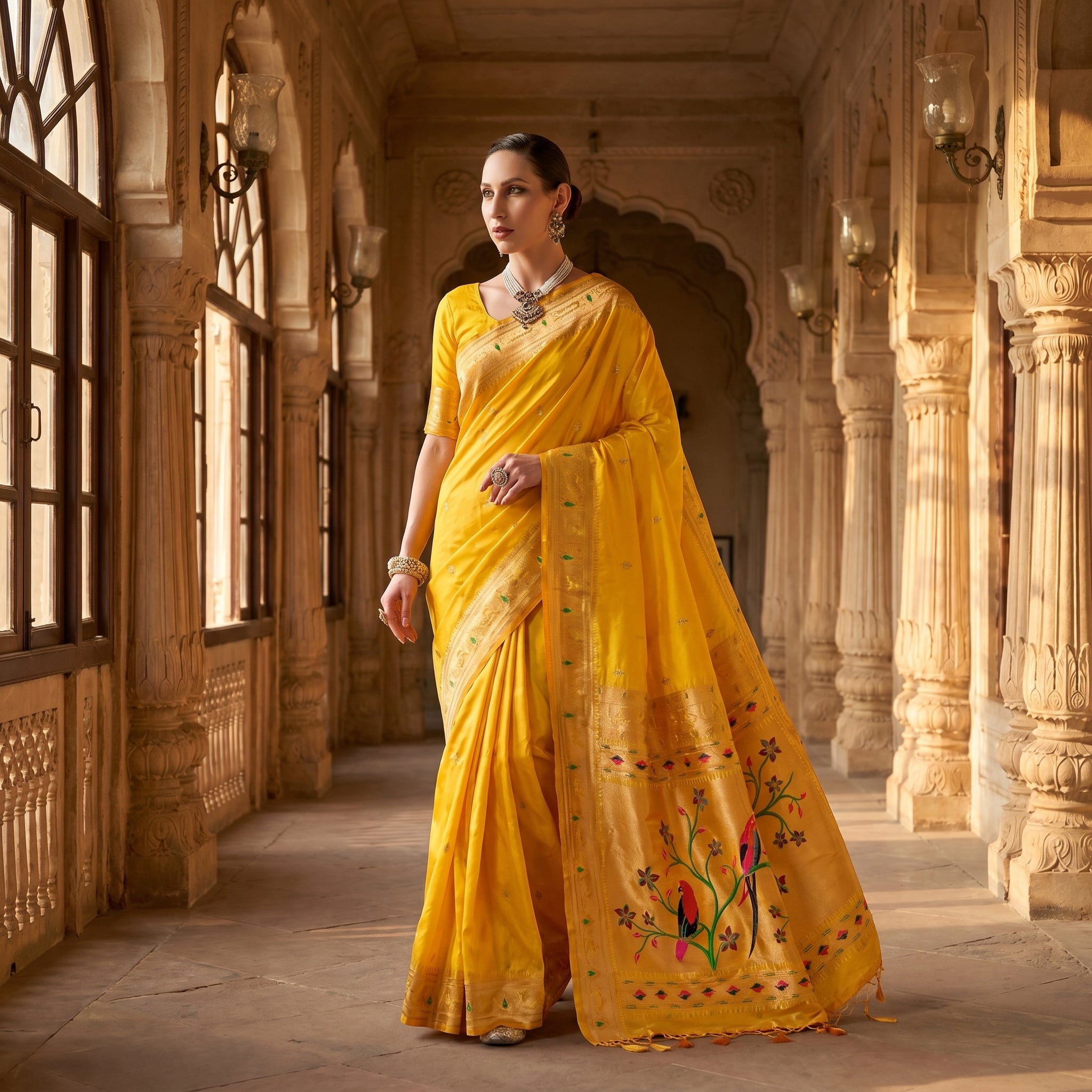 Utsav Umang Powerloom Paithani Silk (C) Ready To Wear Pocket Saree