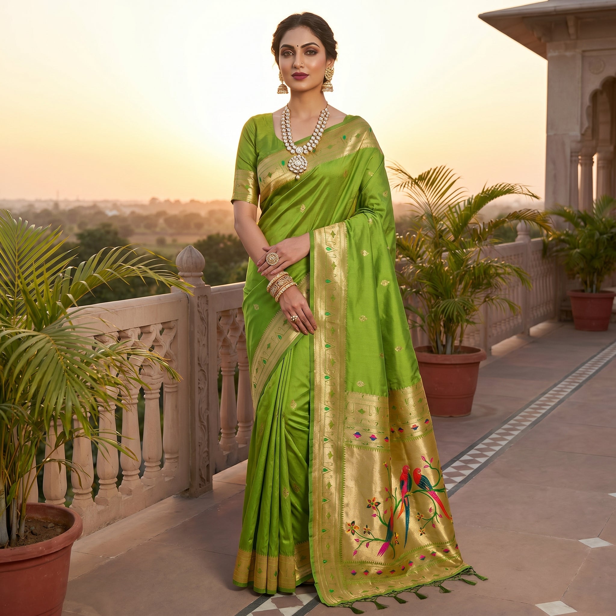 Utsav Umang Powerloom Paithani Silk (D) Ready To Wear Pocket Saree