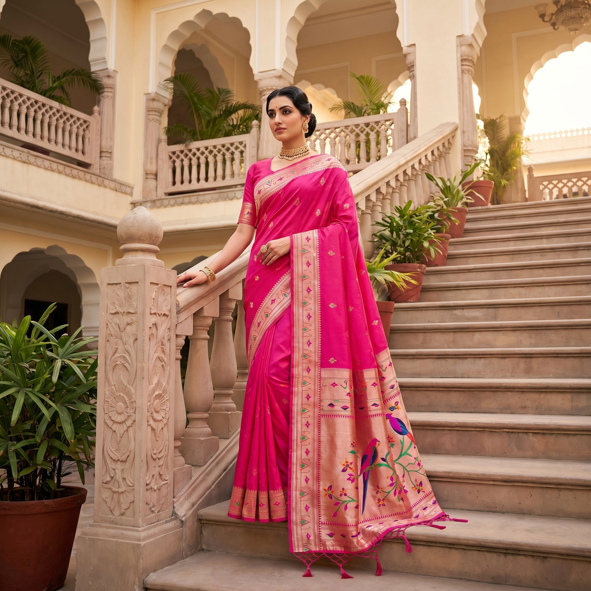 Utsav Umang Powerloom Paithani Silk (E) Ready To Wear Pocket Saree
