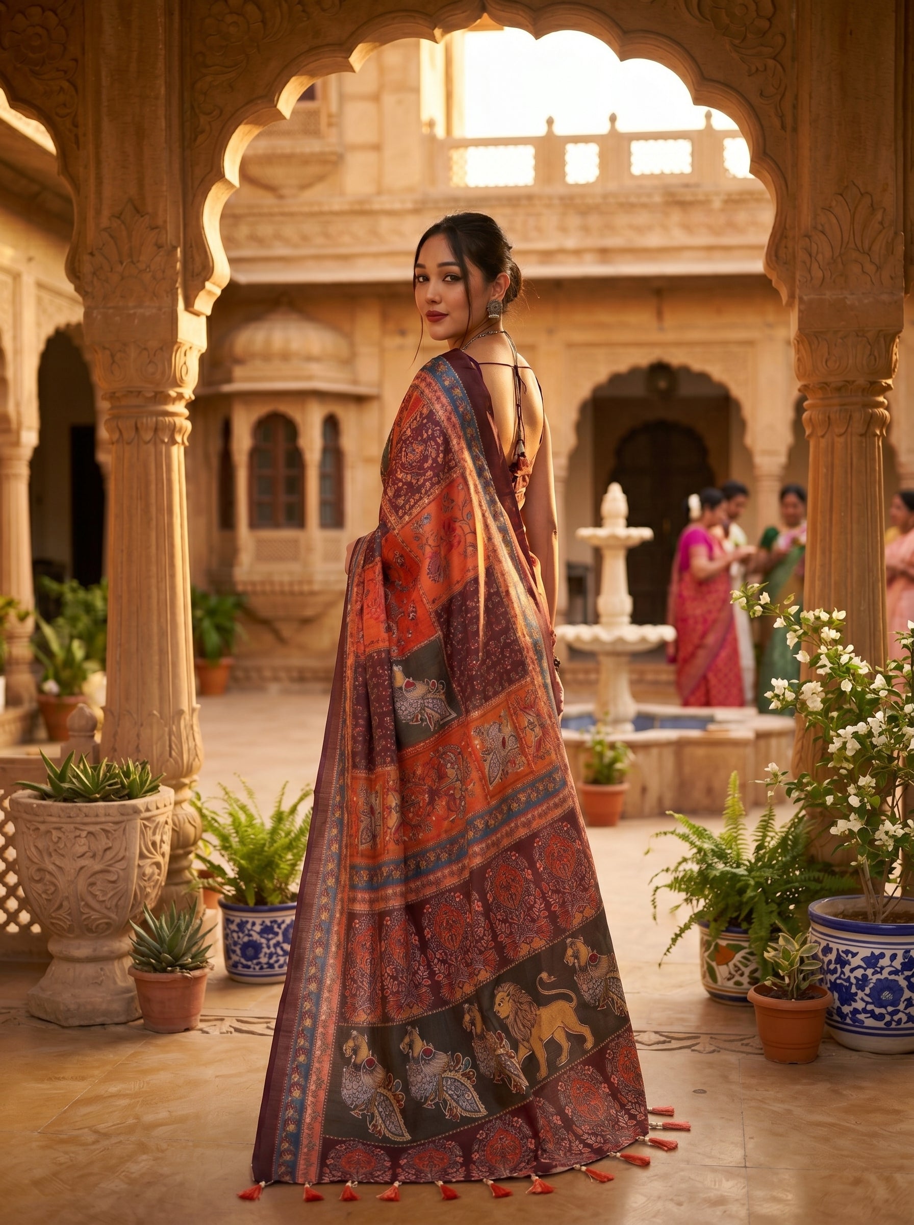 Cotton Kalamkari (H) Ready To Wear Pocket Saree
