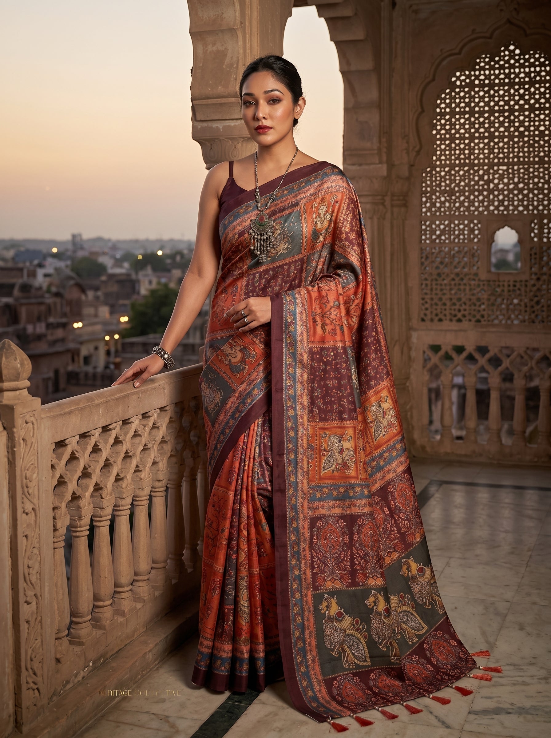 Cotton Kalamkari (H) Ready To Wear Pocket Saree