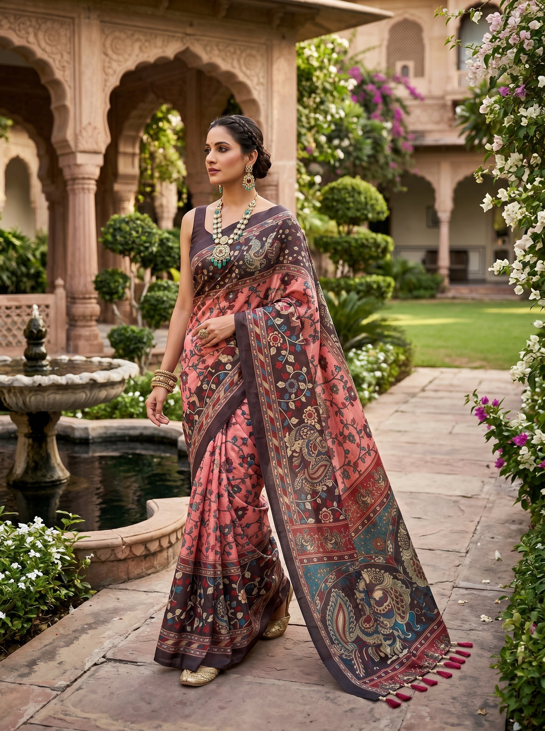 Cotton Kalamkari (M) Ready To Wear Pocket Saree