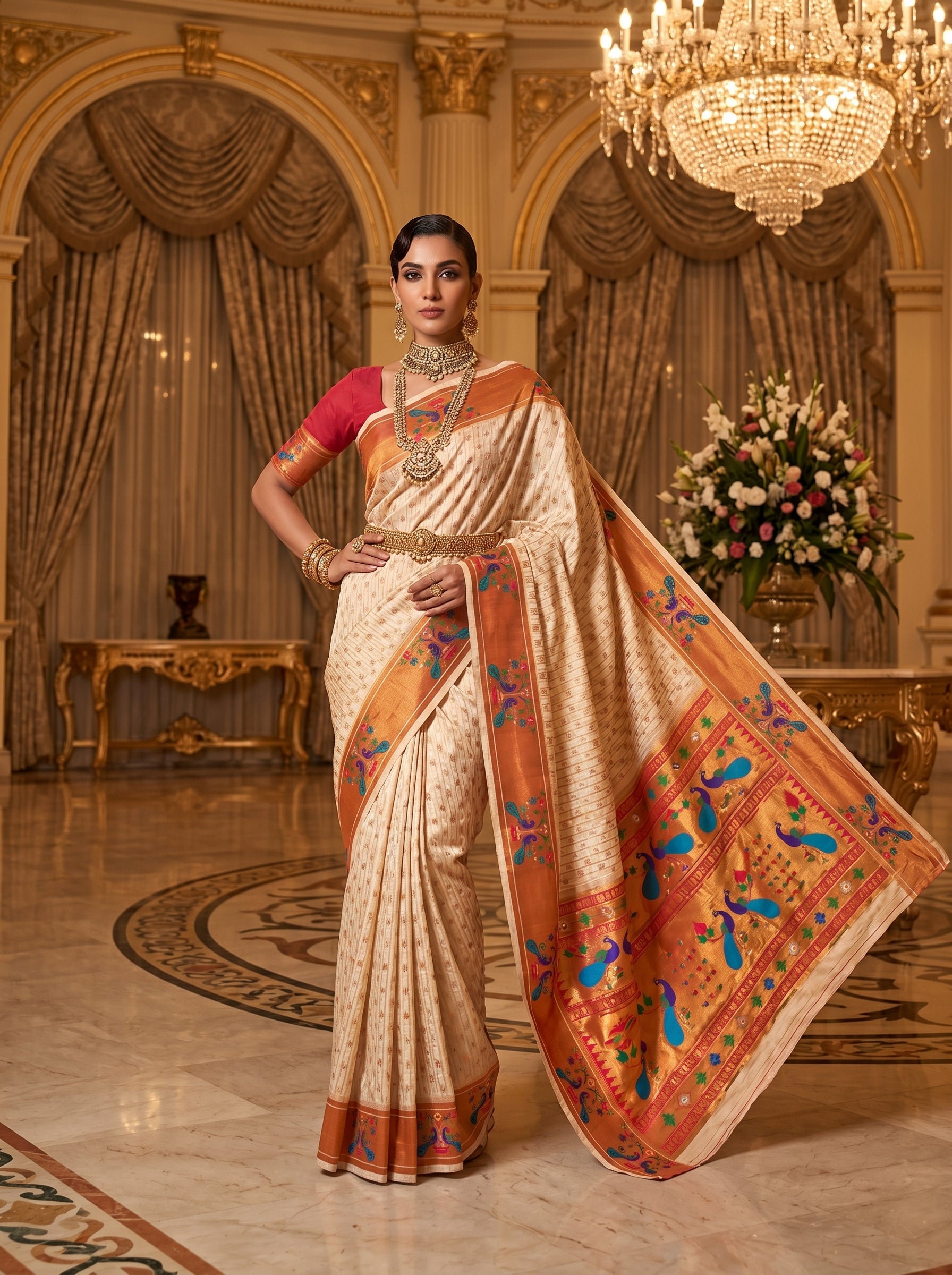 Anand Arpan Powerloom Paithani Silk (A) Ready To Wear Pocket Saree