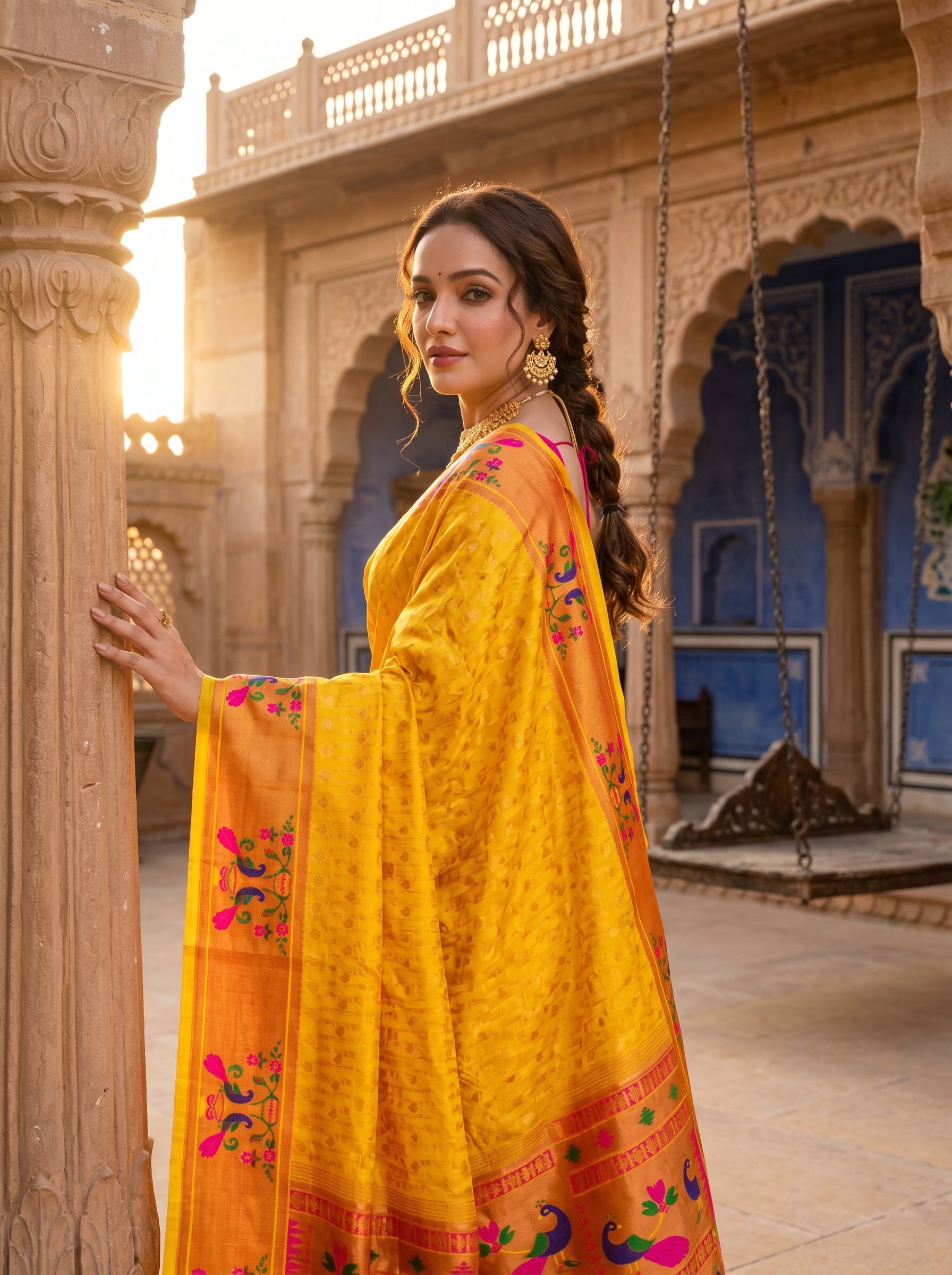 Anand Arpan Powerloom Paithani Silk (B) Ready To Wear Pocket Saree