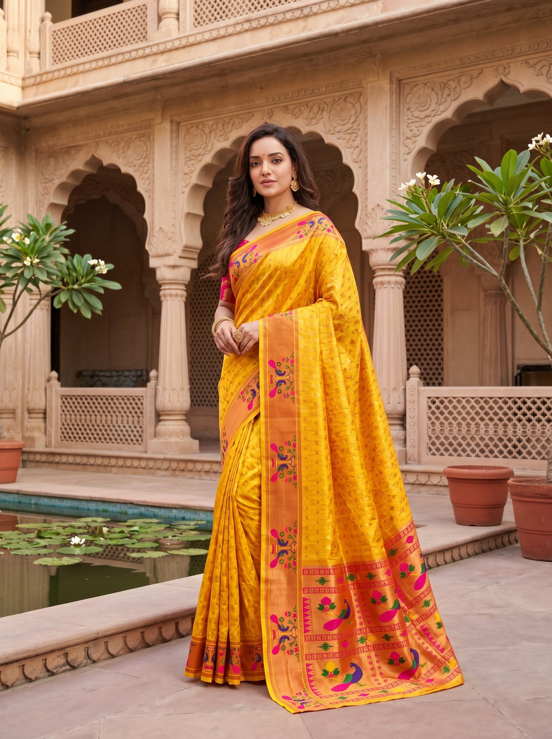 Anand Arpan Powerloom Paithani Silk (B) Ready To Wear Pocket Saree