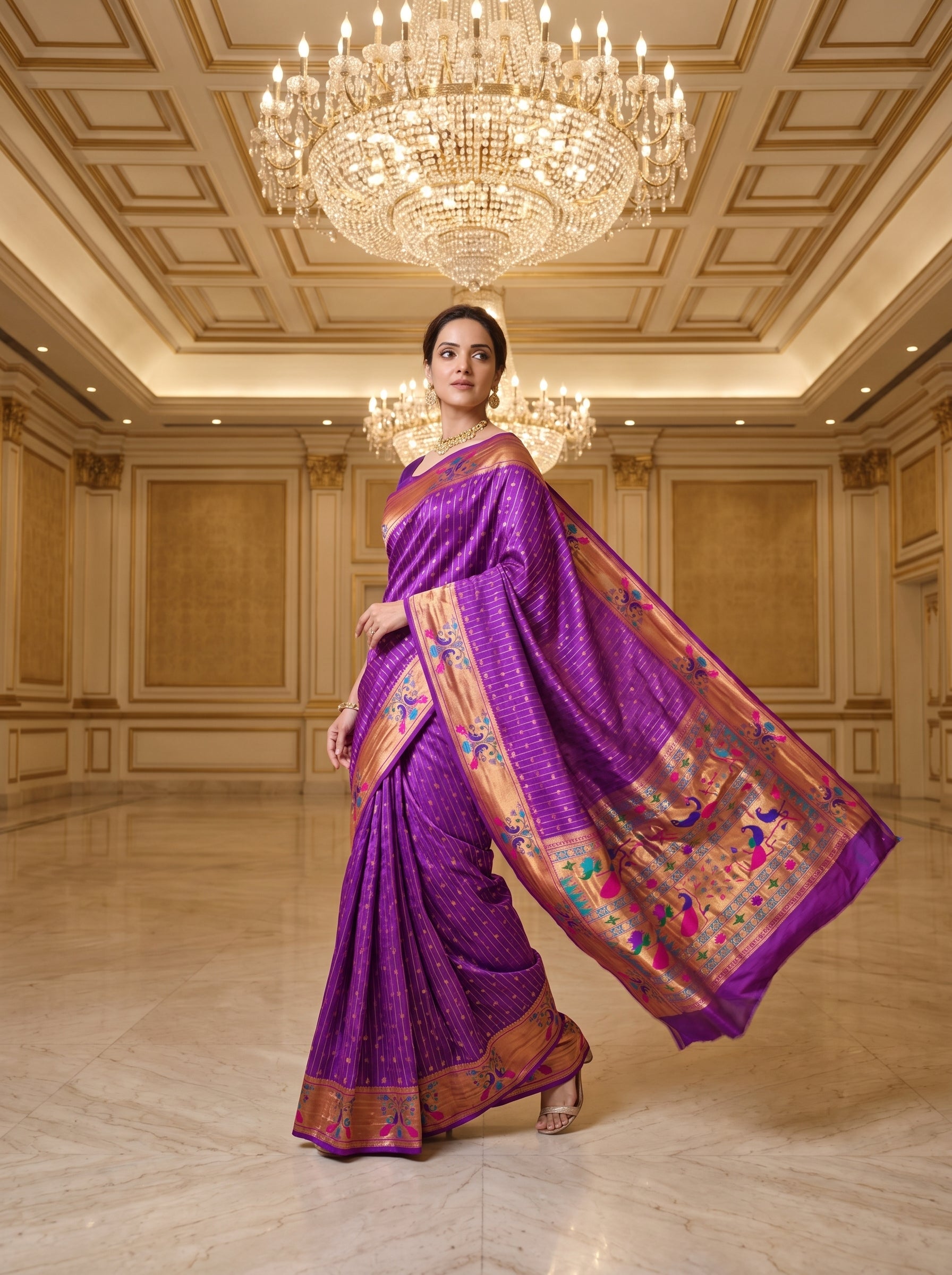 Anand Arpan Powerloom Paithani Silk (H) Ready To Wear Pocket Saree