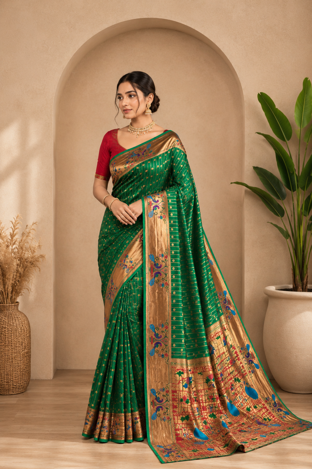 Anand Arpan Powerloom Paithani Silk (J) Ready To Wear Pocket Saree