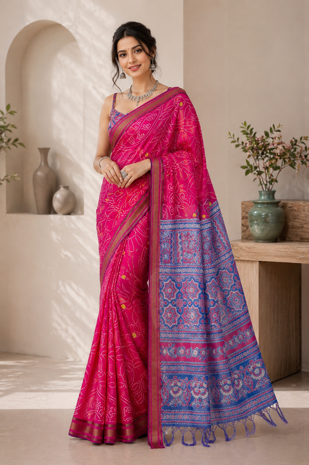 Rangrez Bandhej Cotton (C) Ready To Wear Pocket Saree