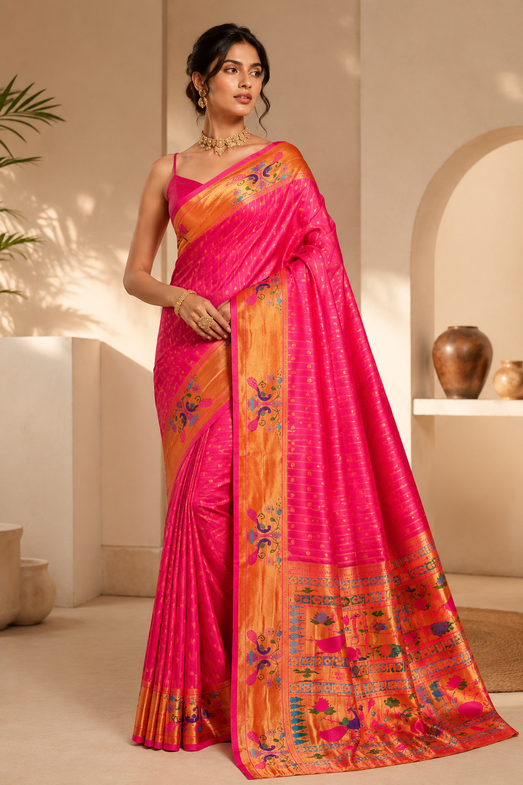 Anand Arpan Powerloom Paithani Silk (E) Ready To Wear Pocket Saree