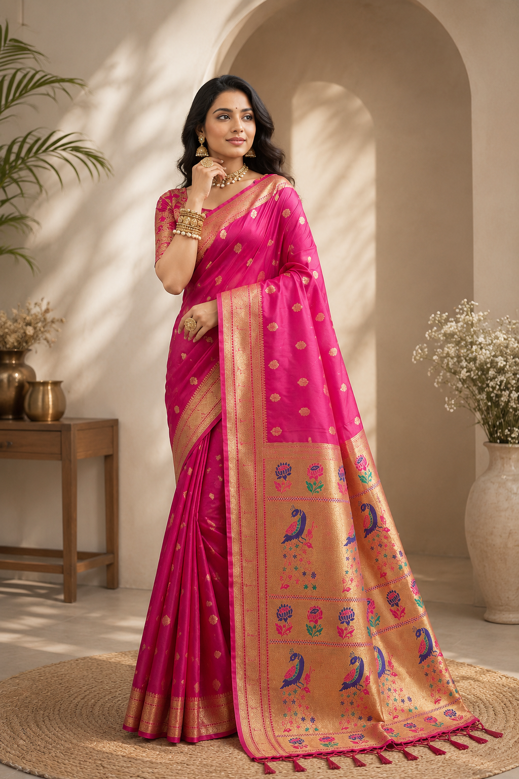 Alankrita Powerloom Paithani Silk (B) Ready To Wear Pocket Saree