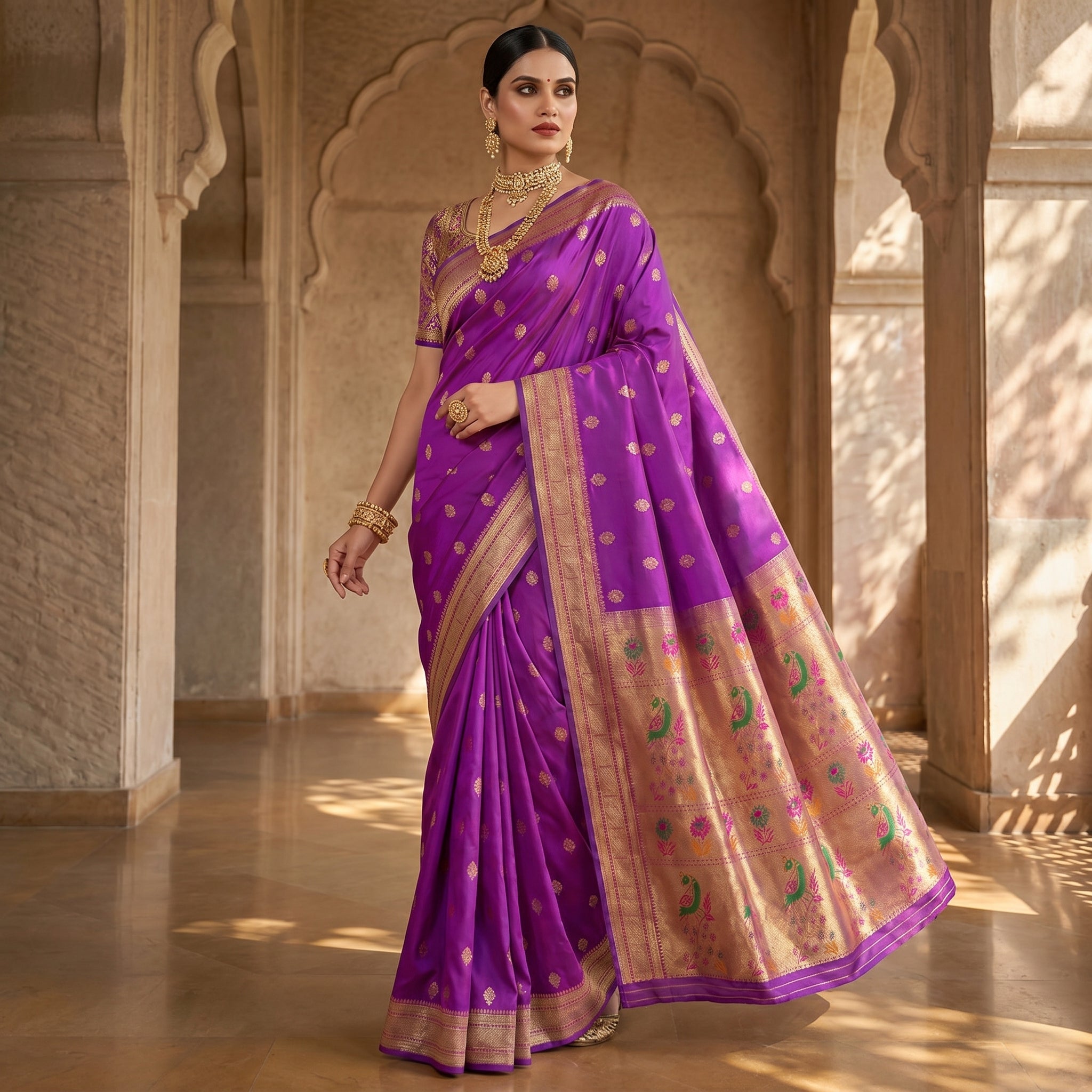 Alankrita Powerloom Paithani Silk (C) Ready To Wear Pocket Saree