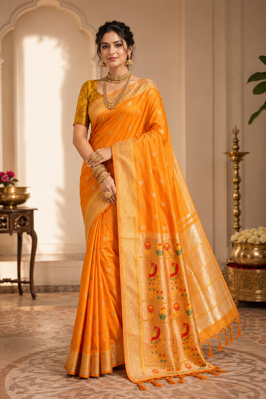 Alankrita Powerloom Paithani Silk (D) Ready To Wear Pocket Saree