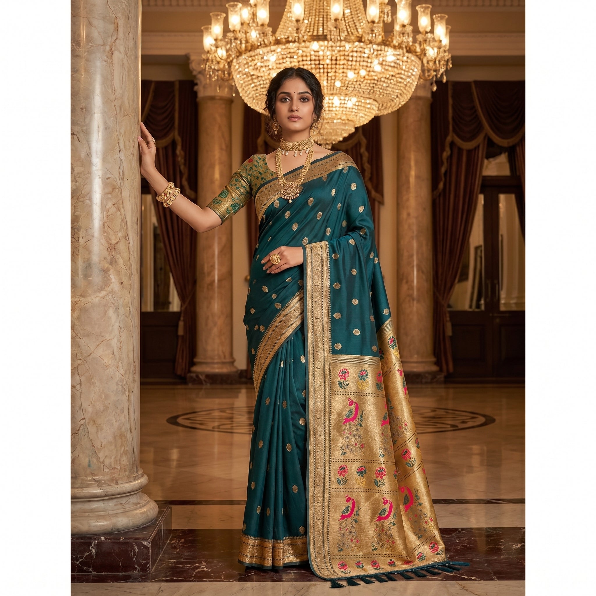 Alankrita Powerloom Paithani Silk (G) Ready To Wear Pocket Saree