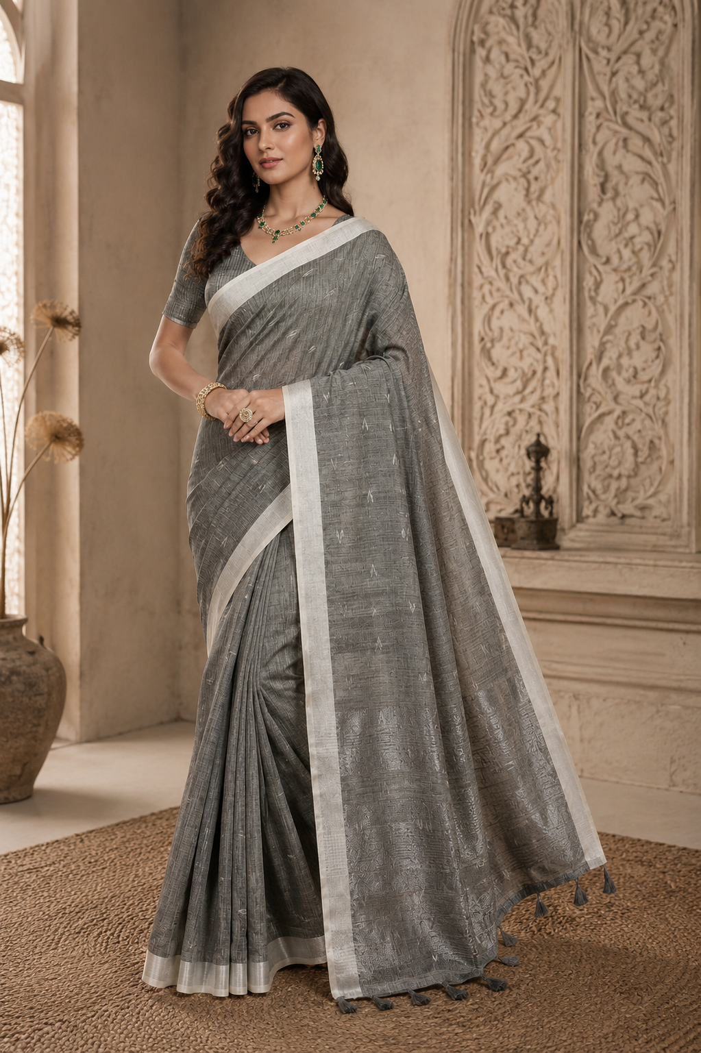 Drapedew Linen Cotton (D) Ready To Wear Pocket Saree