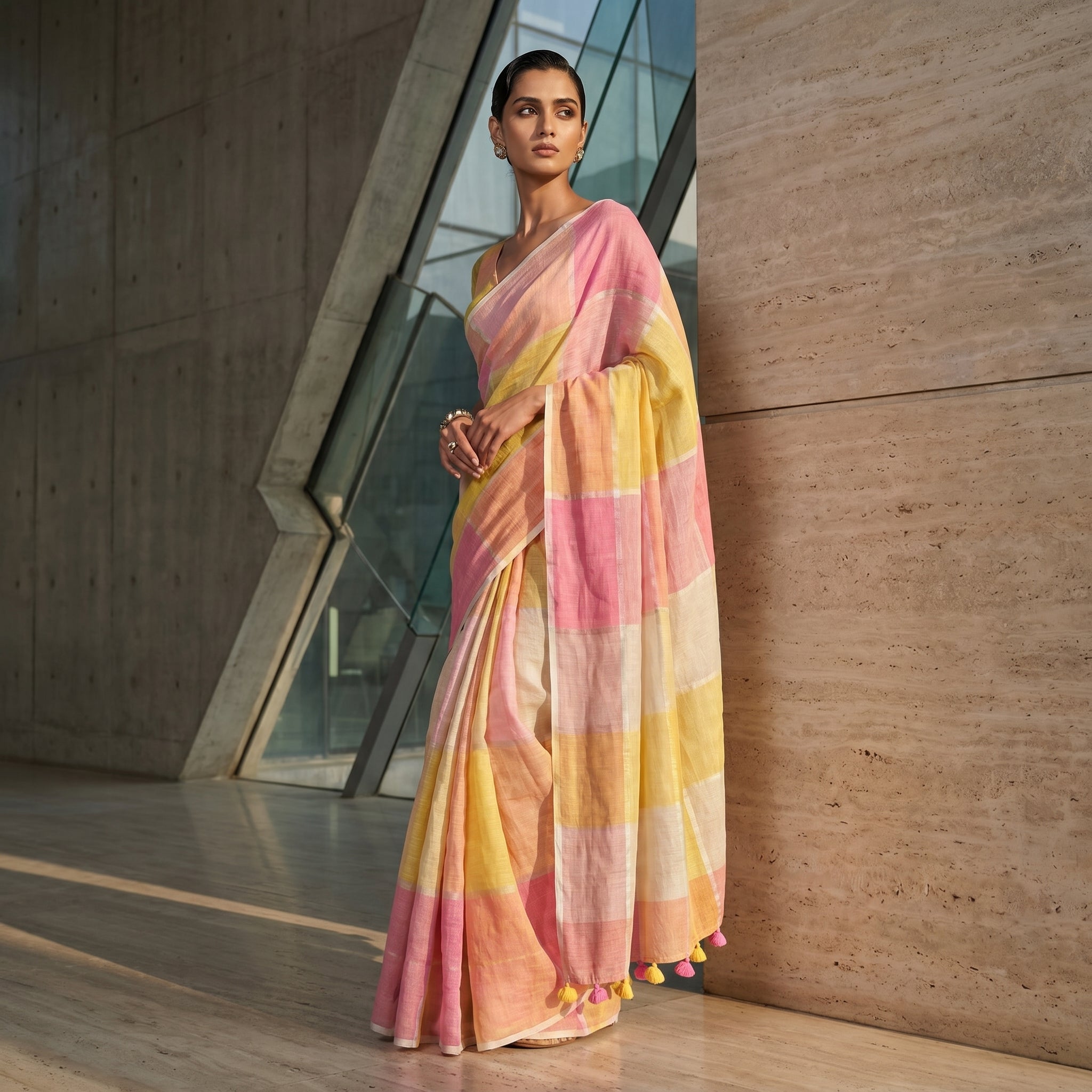 Cassata Linen Ready To Wear Pocket Saree