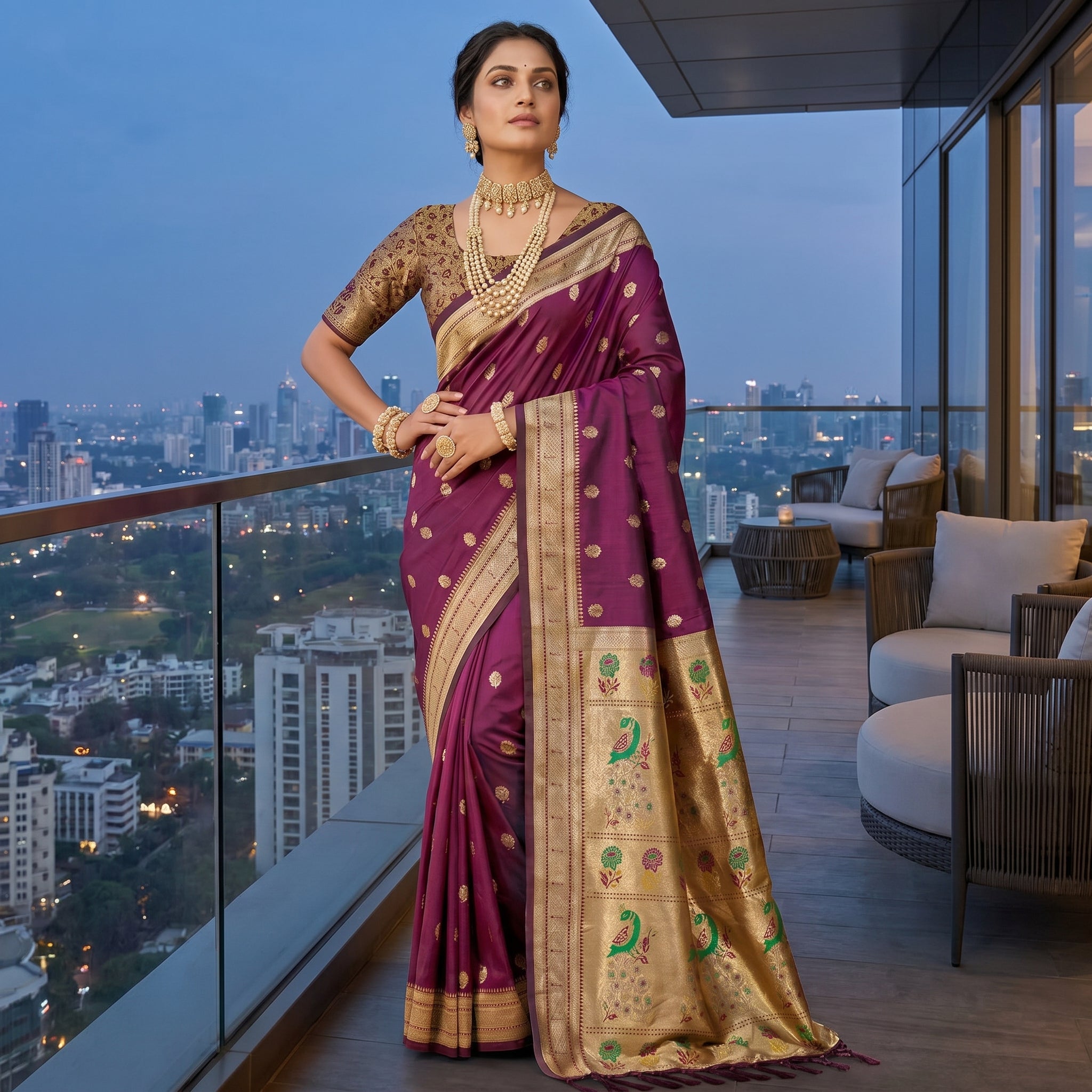Alankrita Powerloom Paithani Silk (F) Ready To Wear Pocket Saree