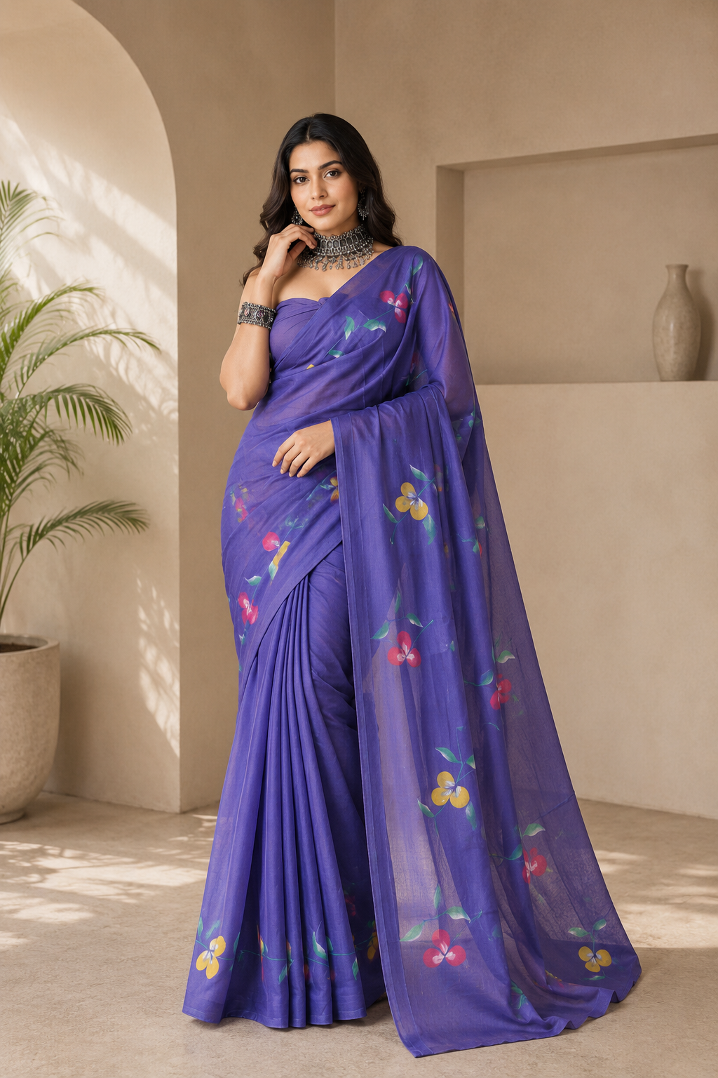 Floral Drift Mul Cotton (A) Ready To Wear Pocket Saree