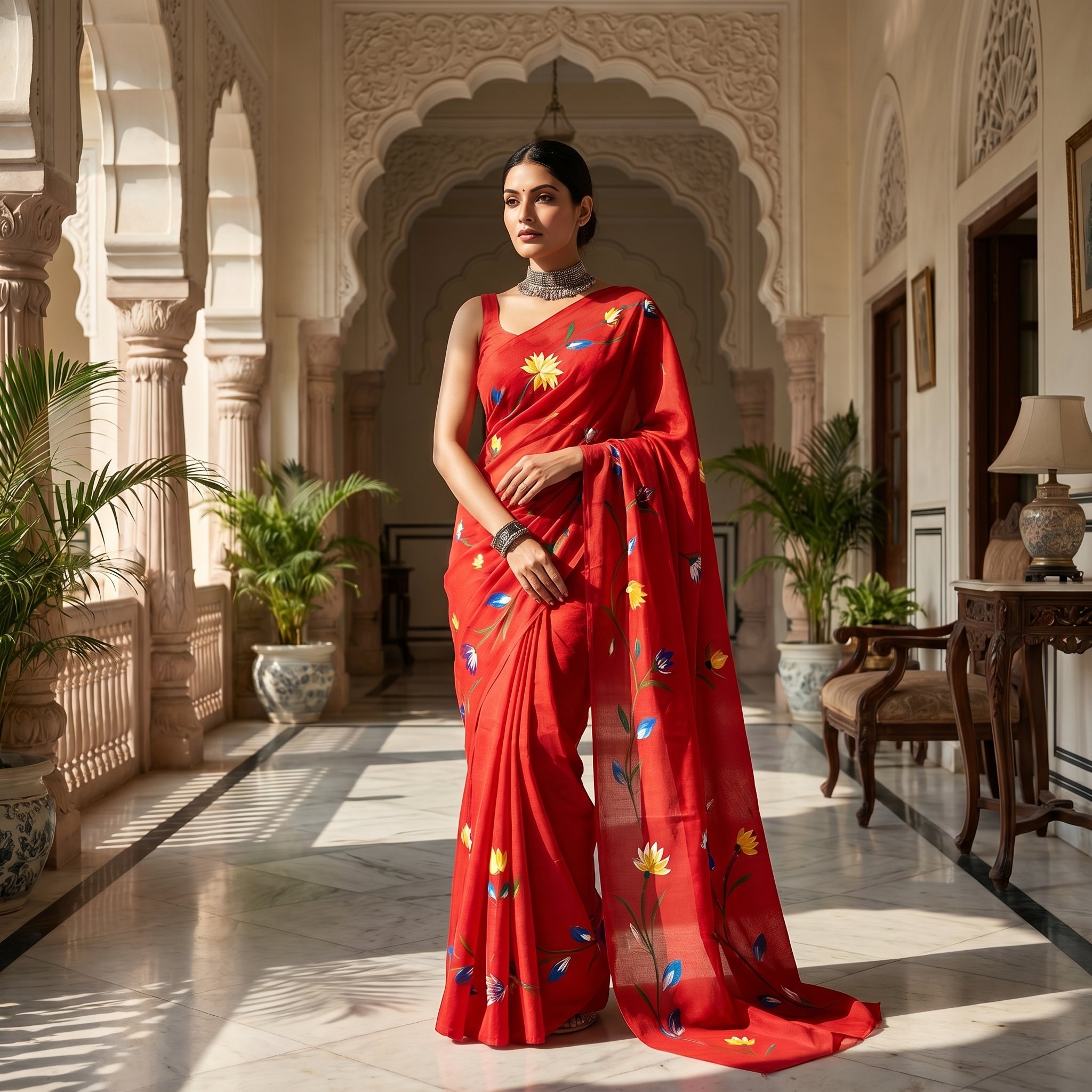 Floral Drift Mul Cotton (G) Ready To Wear Pocket Saree