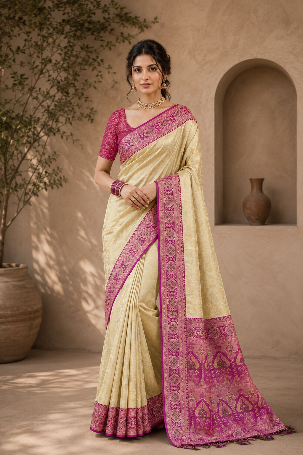 Subtle Splendor Banarasi Silk (A) Ready To Wear Pocket Saree