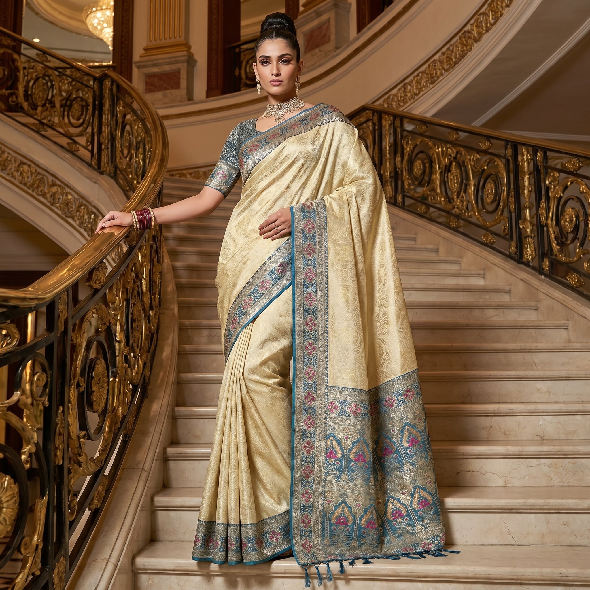 Subtle Splendor Banarasi Silk (B) Ready To Wear Pocket Saree