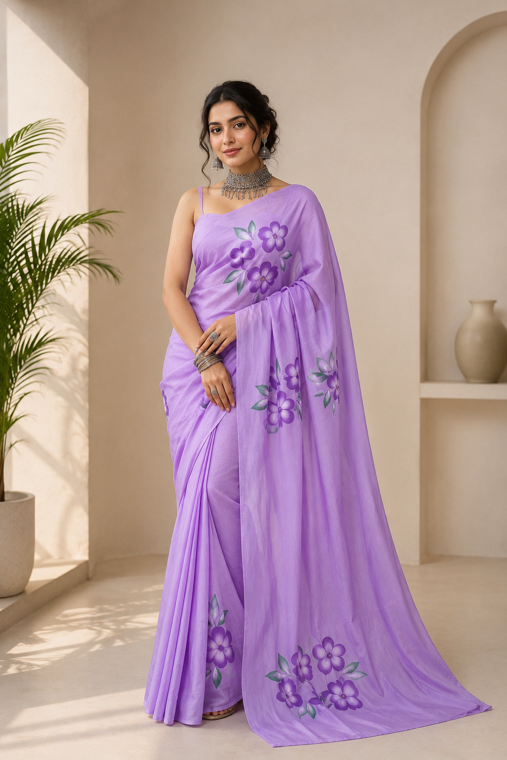 Floral Drift Mul Cotton (D) Ready To Wear Pocket Saree