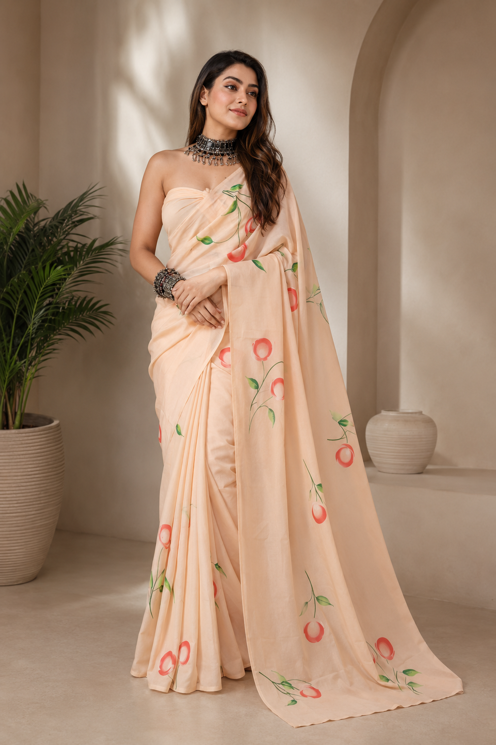 Floral Drift Mul Cotton (B) Ready To Wear Pocket Saree