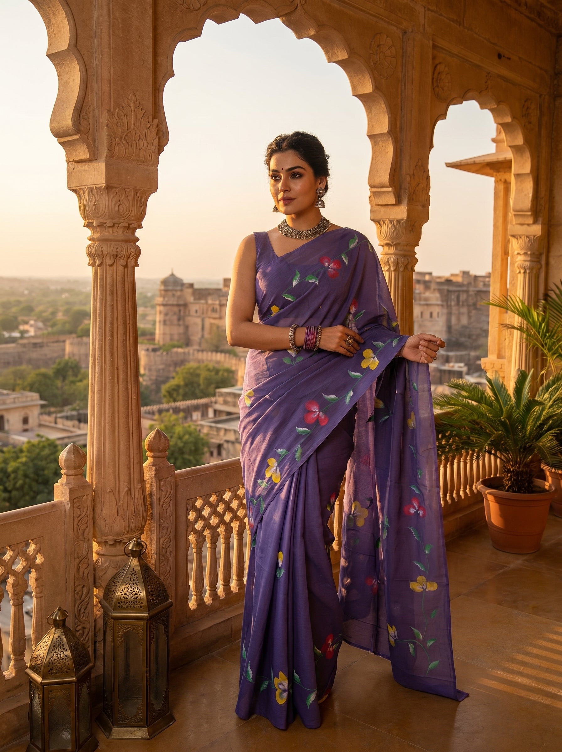 Floral Drift Mul Cotton (A) Ready To Wear Pocket Saree