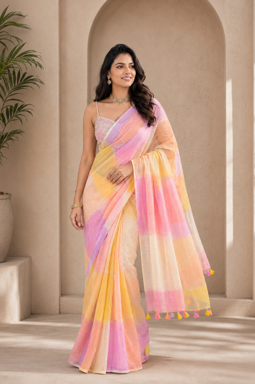 Cassata Linen Ready To Wear Pocket Saree