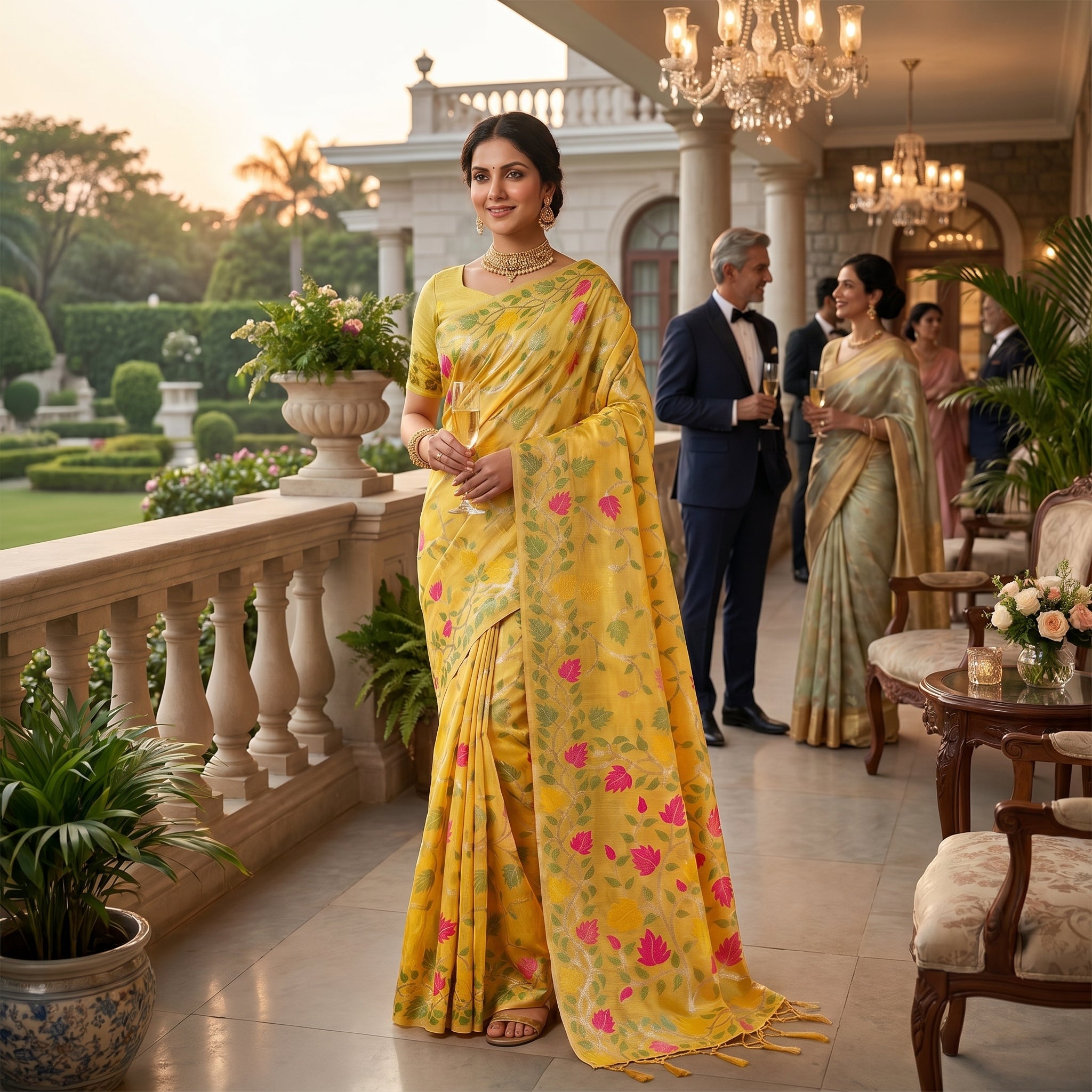 Floral Echo (A) Linen Cotton Ready To Wear Pocket Saree