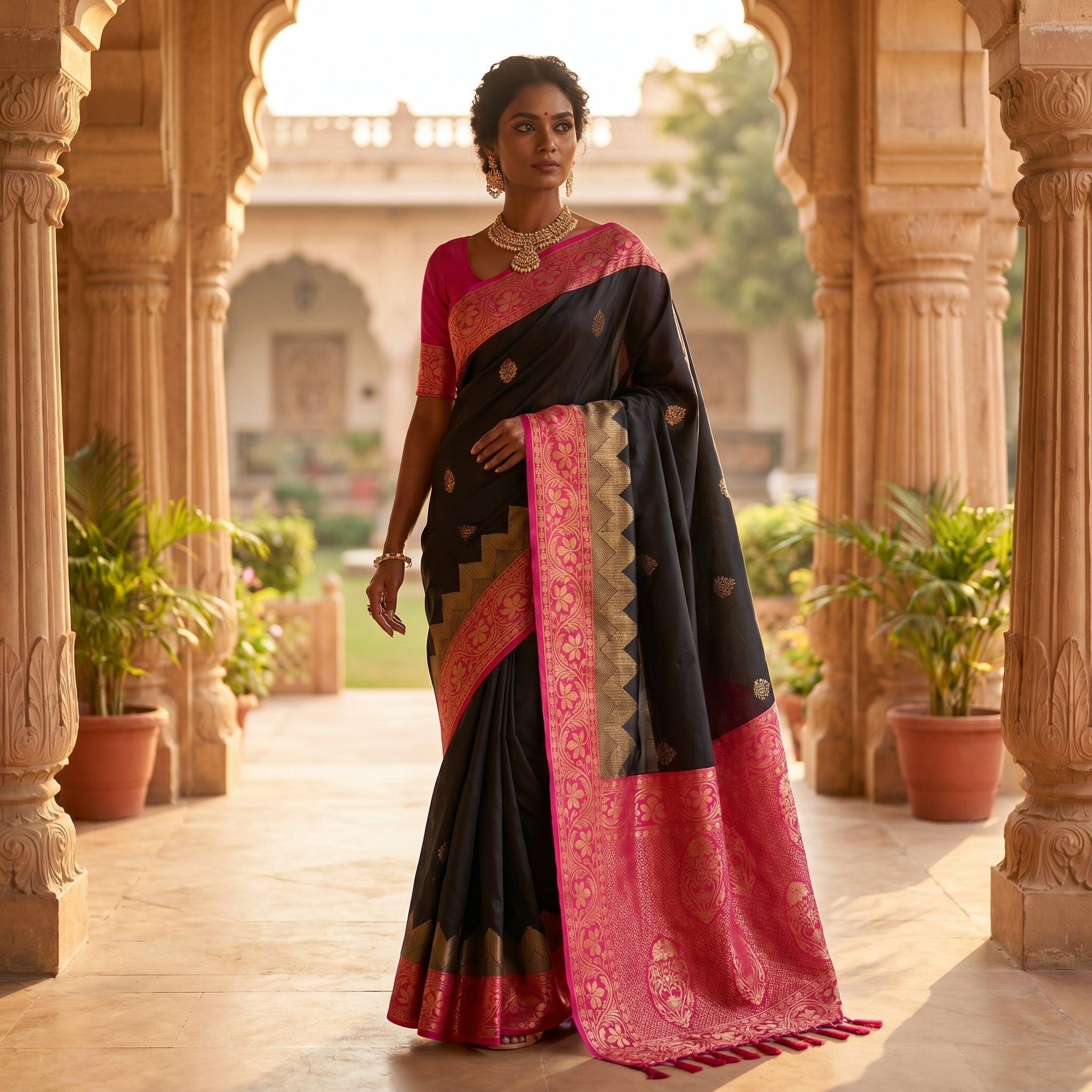 Dvirupa – Dual Tone Silk Ready-to-Wear Pocket Saree