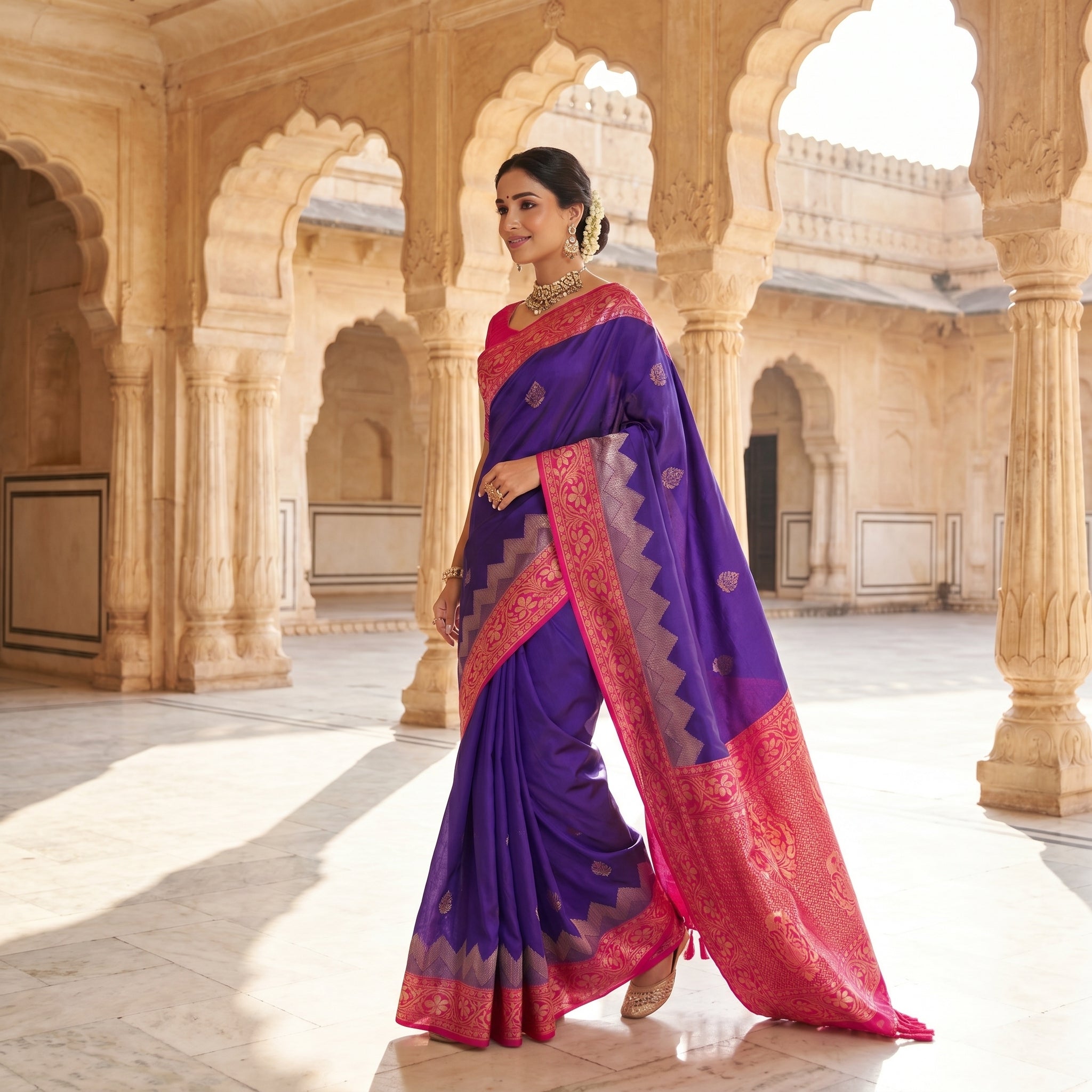 Duvarna – Dual Tone Silk Ready-to-Wear Pocket Saree