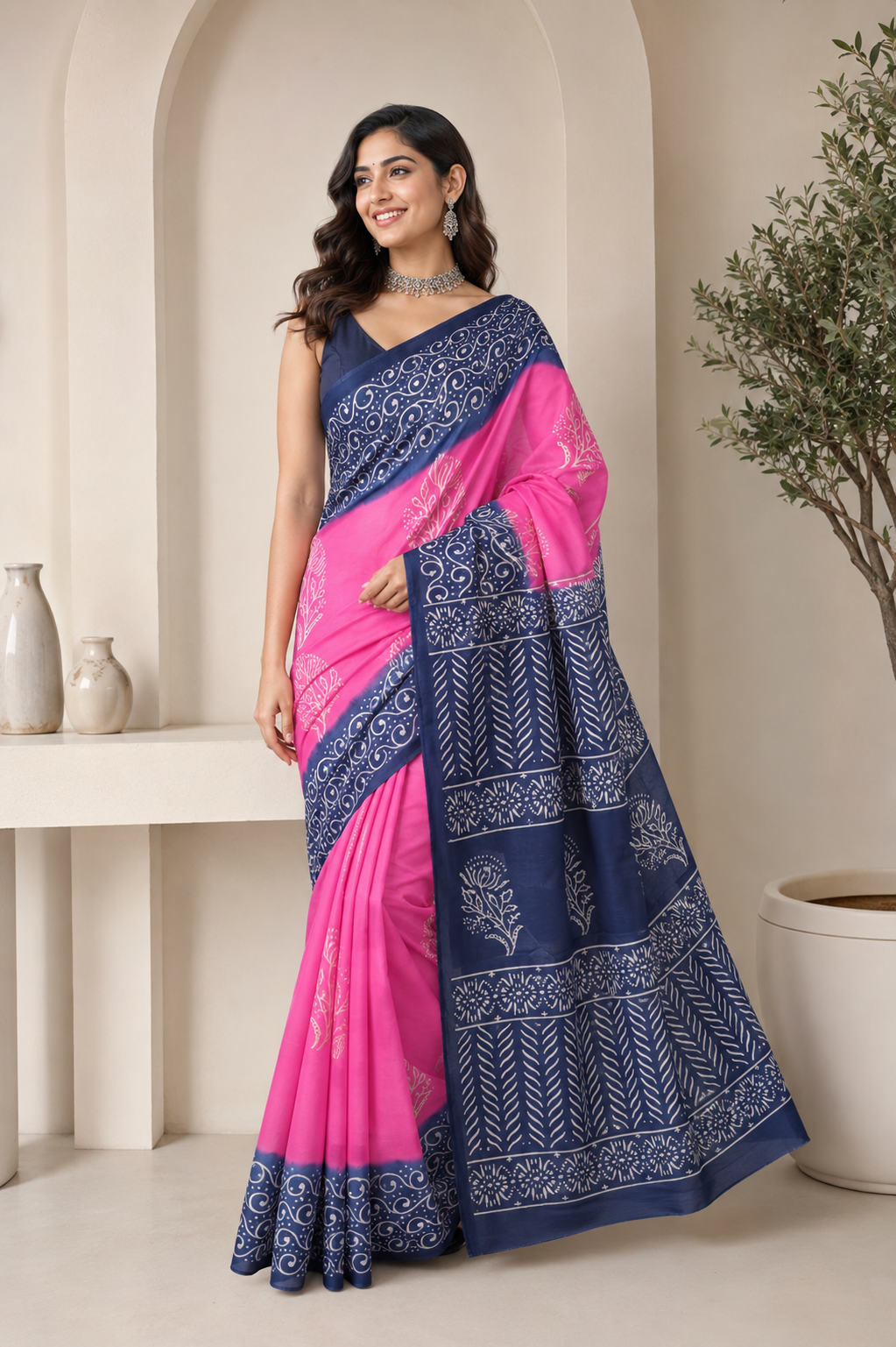 Bareloom Mul Cotton Ready To Wear Pocket Saree