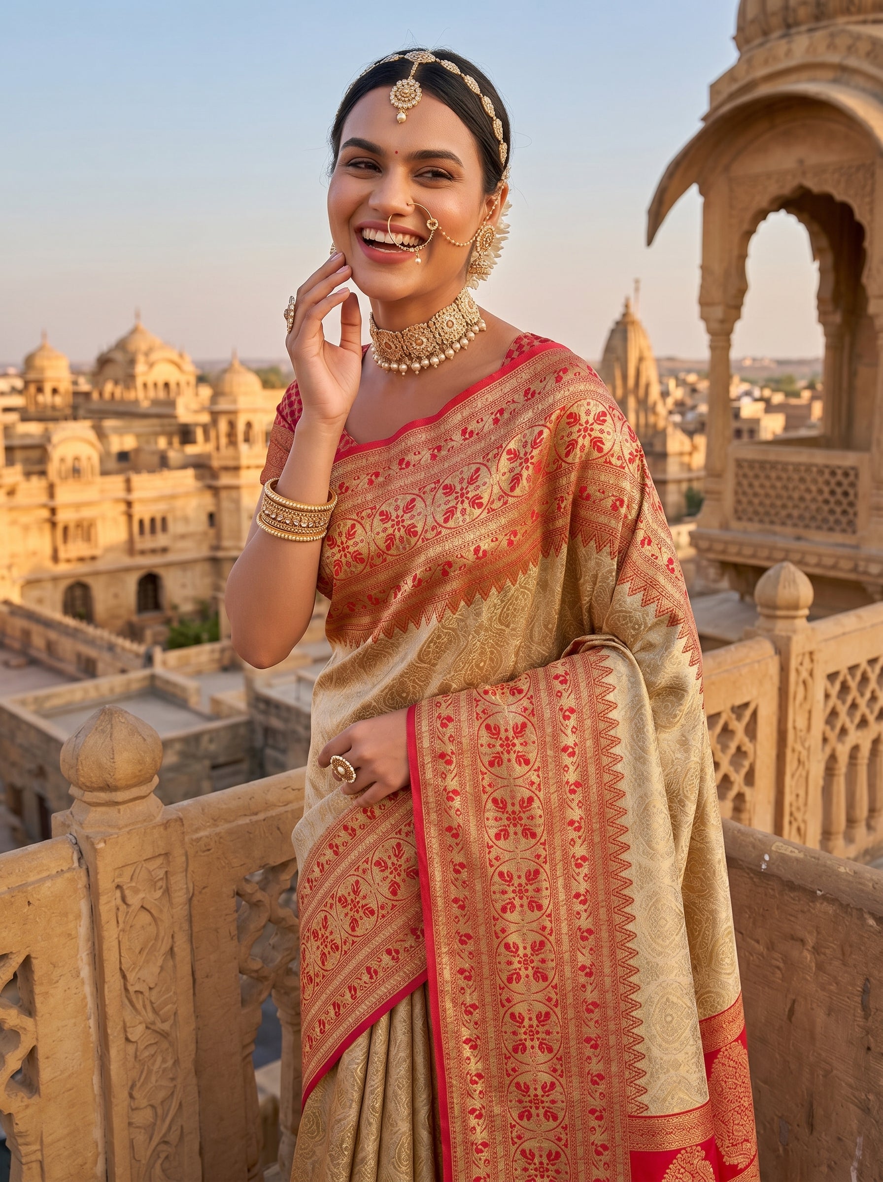 Subtle Splendor Banarasi Silk Ready To Wear Pocket Saree