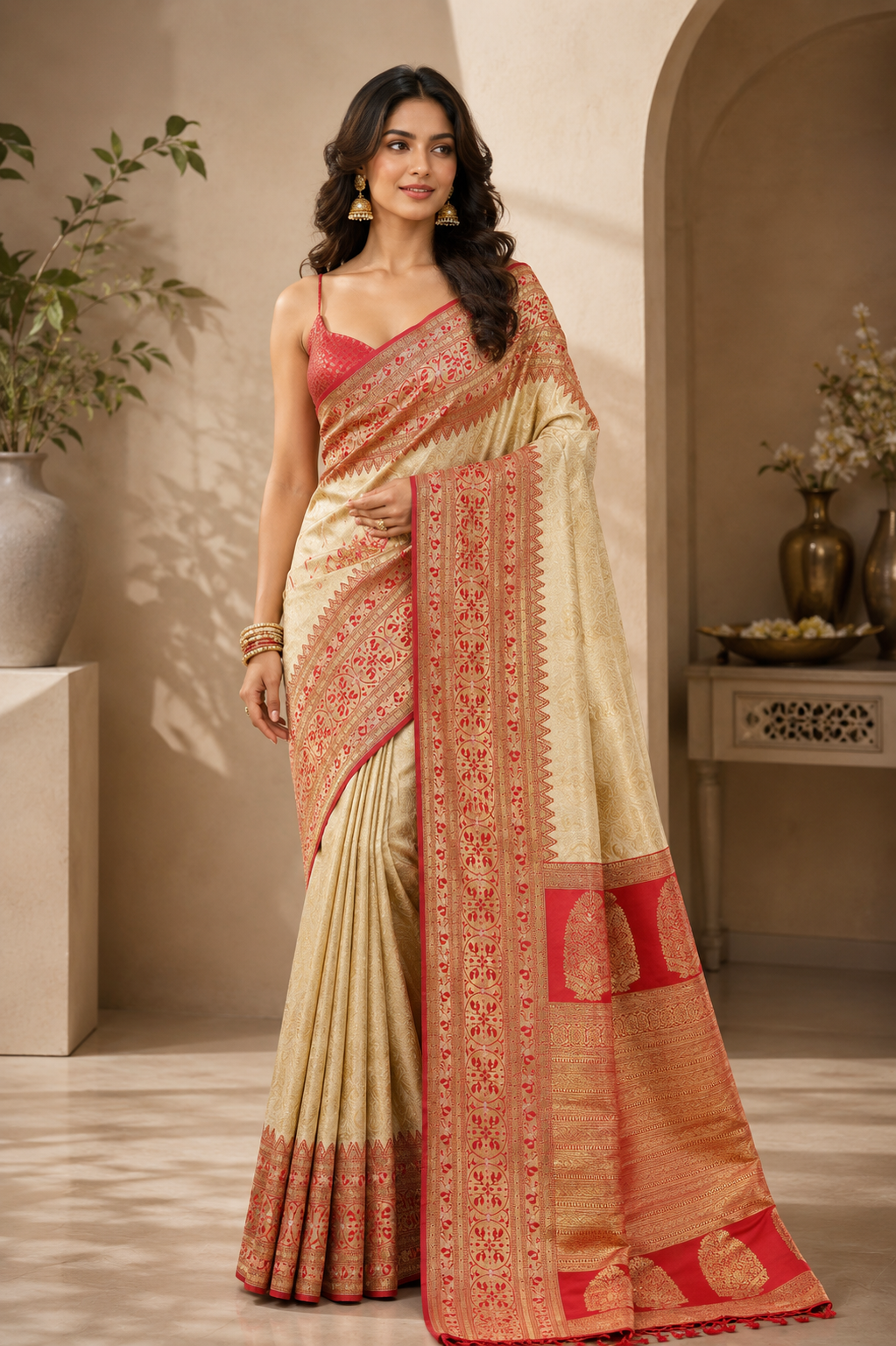 Subtle Splendor Banarasi Silk Ready To Wear Pocket Saree