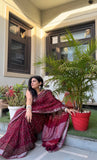 Linen Cotton Hand Block Printed Saree