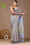 Kota Doria Hand Block Printed Saree